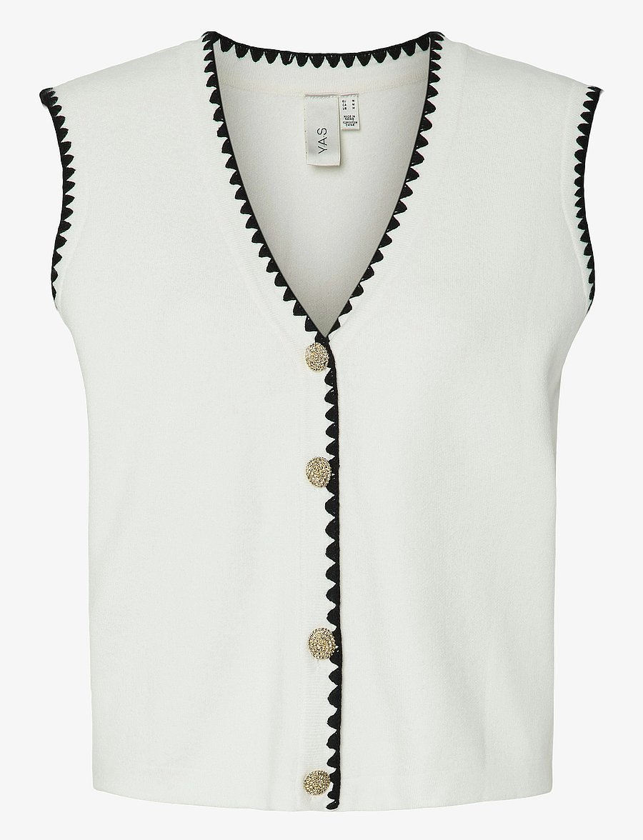 YAS - YASCONTRA SL KNIT VEST S. - strickwesten - star white - 0