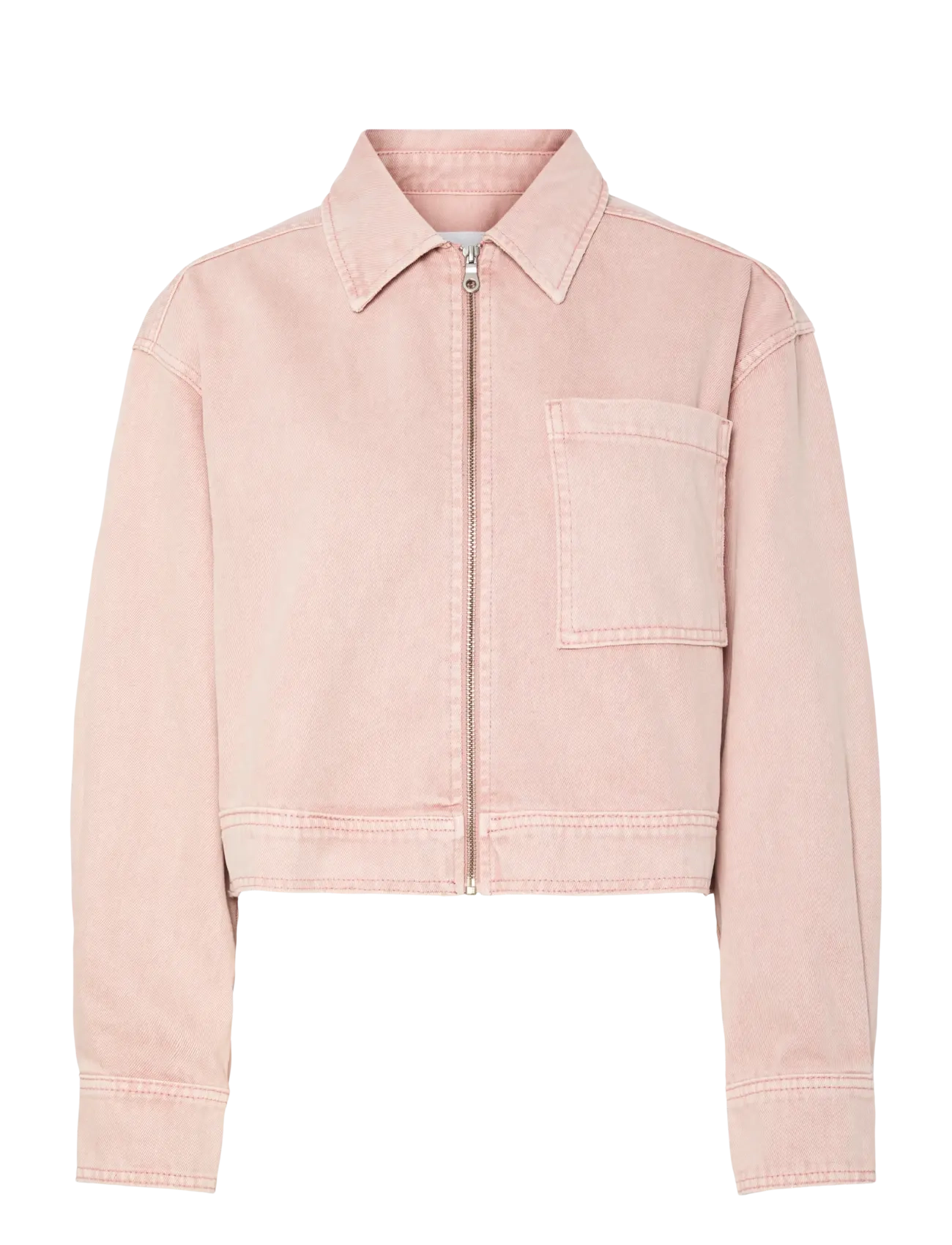 YAS YASSUN LS CROP DENIM JACKET S. - FEST - Jeans-kleding - ZEPHYR / pink/rose