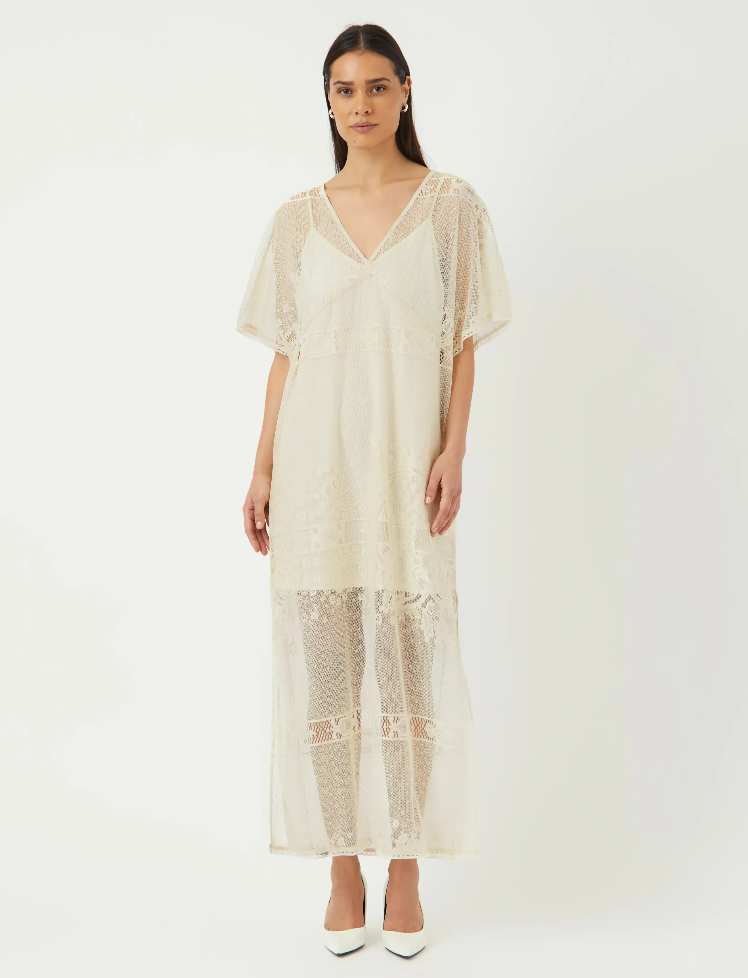 YAS ninda Ss Kaftan Dress Fest, 36, Dresses, Creme - Maxi Dress, Frauen