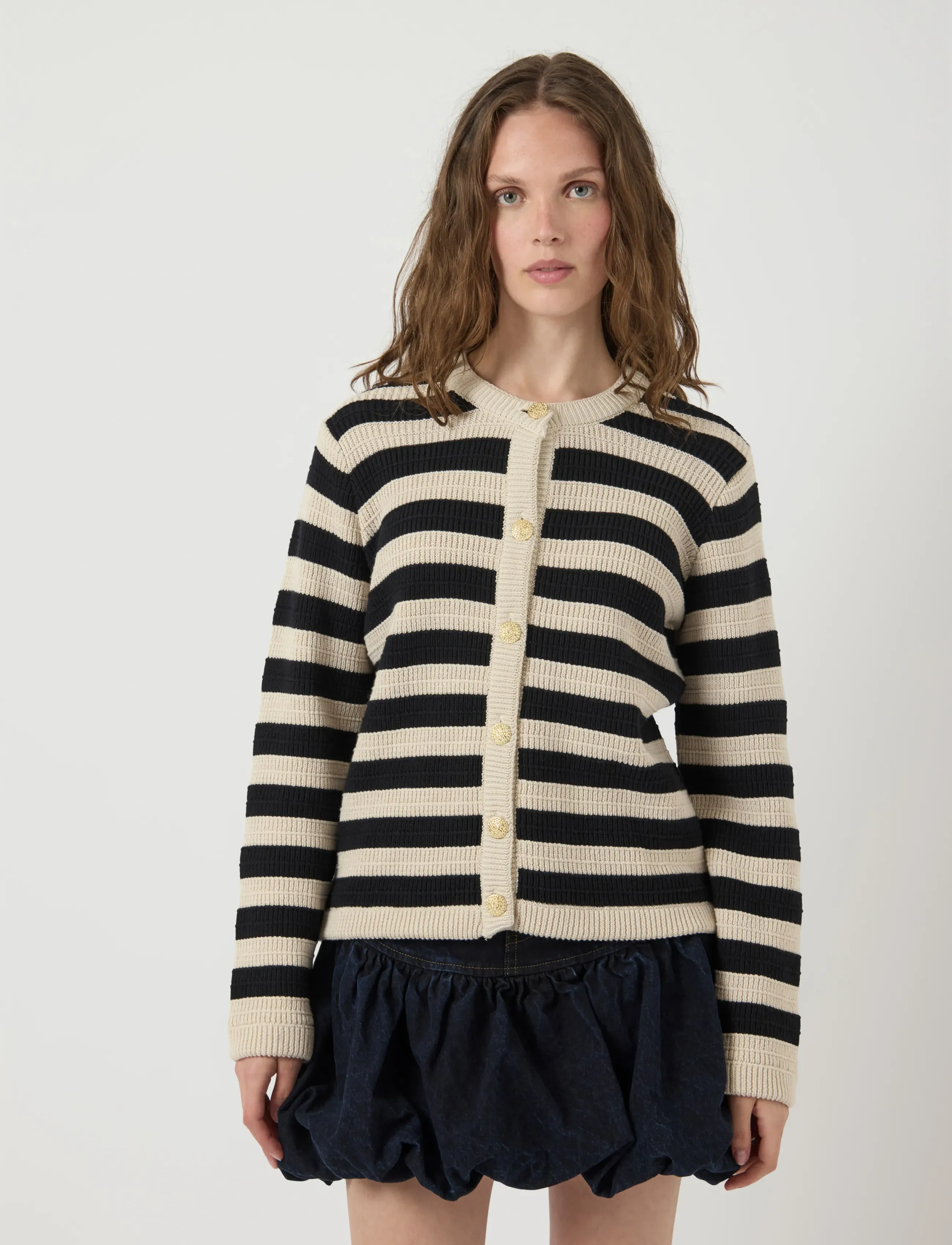YAS sironi Ls Knit Cardigan S. Noos, Kvinder, Stribet Strik Cardigan, Sort, Str: M
