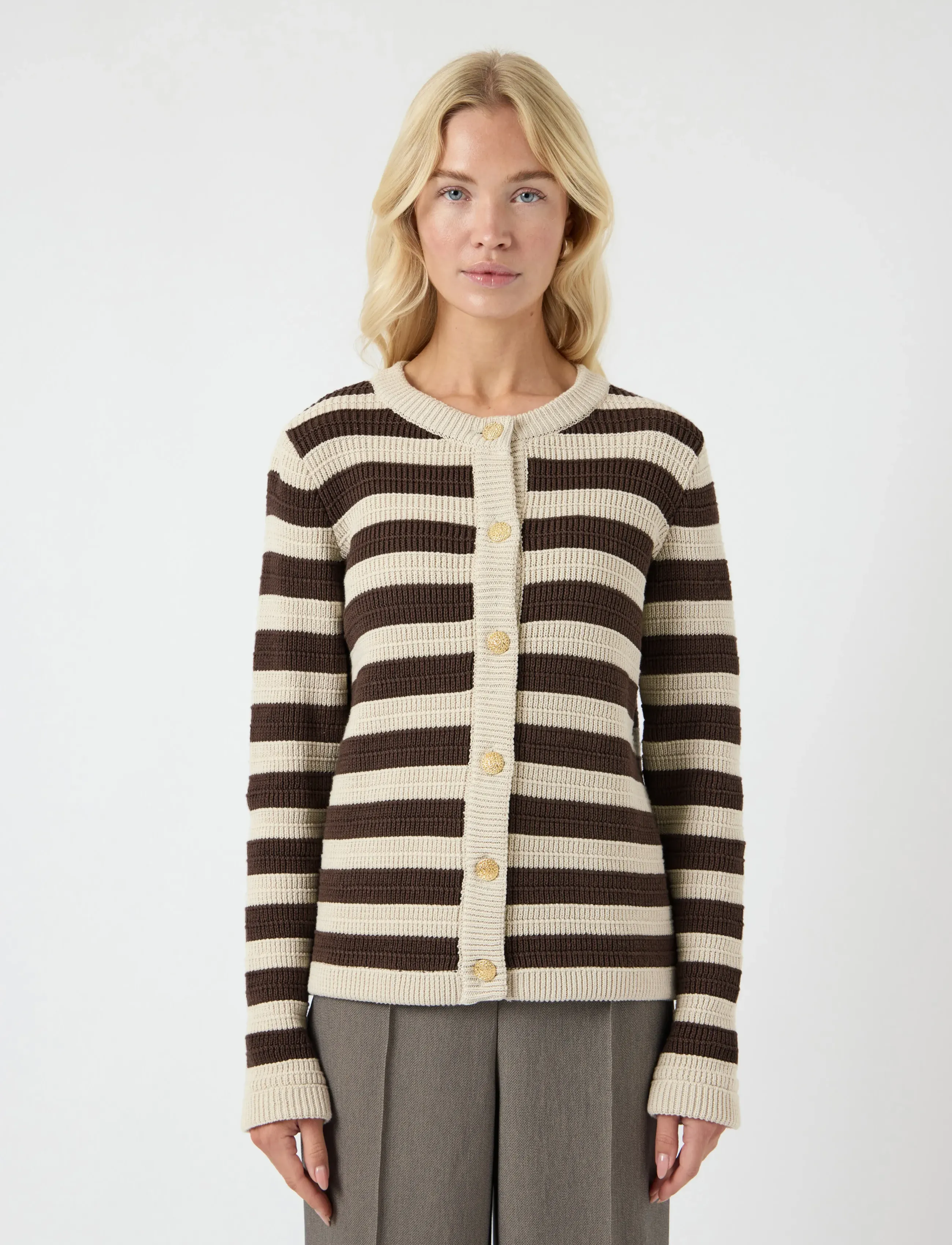 YAS Yassironi Ls Knit Cardigan S. Noos, L, Brown, Strik > Cardigans, Dame