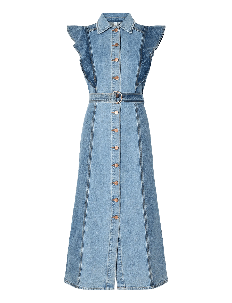 YAS - YASCAWI SL DENIM LONG DRESS S. - robes chemises - medium blue denim - 1