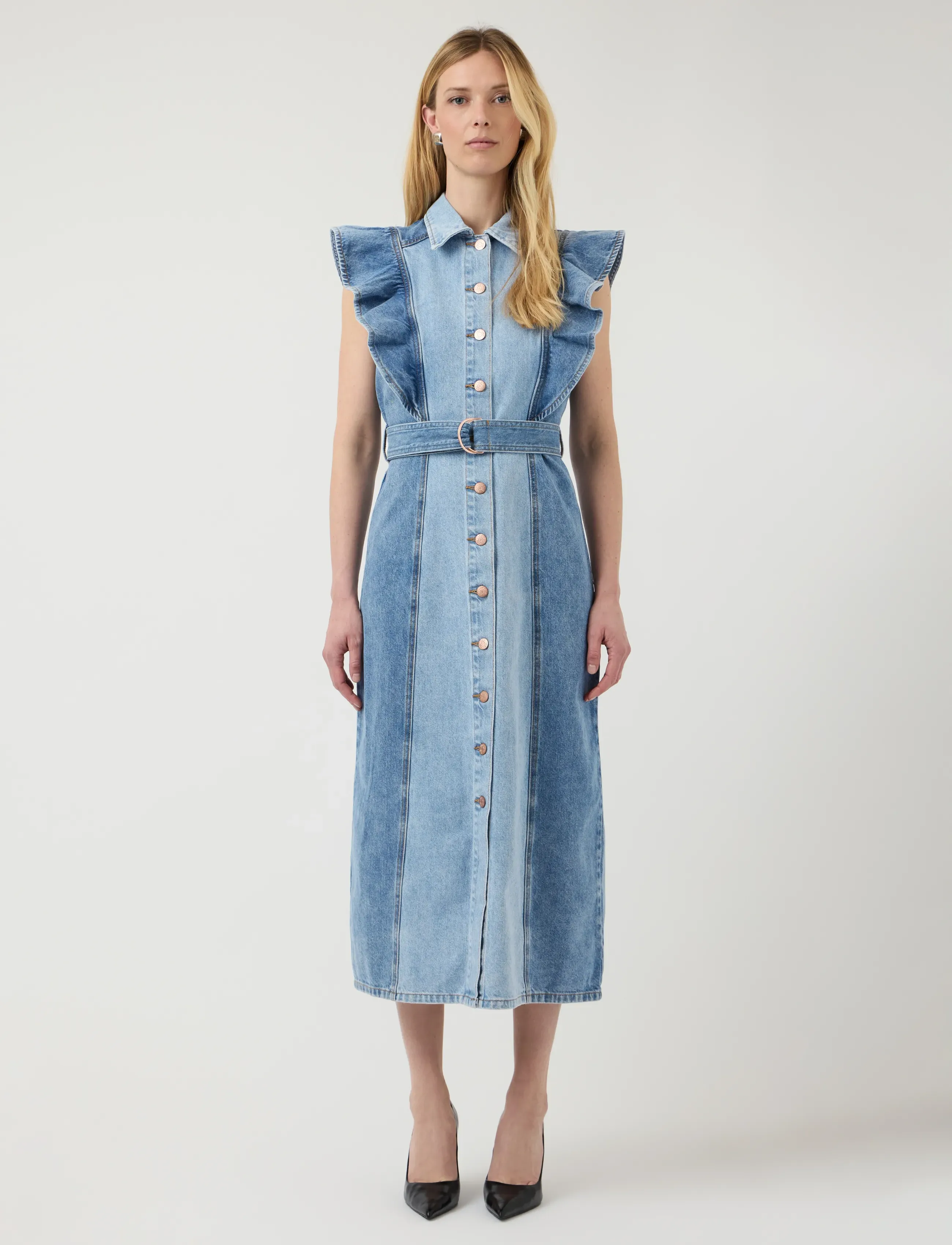 YAS cawi Sl Denim Long Dress S., 40, Dresses, Blau - Maxi Dress, Frauen