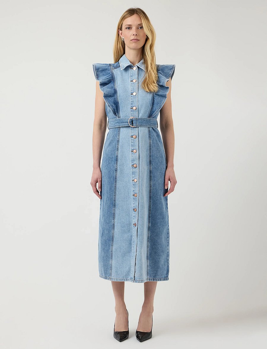 YAS - YASCAWI SL DENIM LONG DRESS S. - robes chemises - medium blue denim - 0