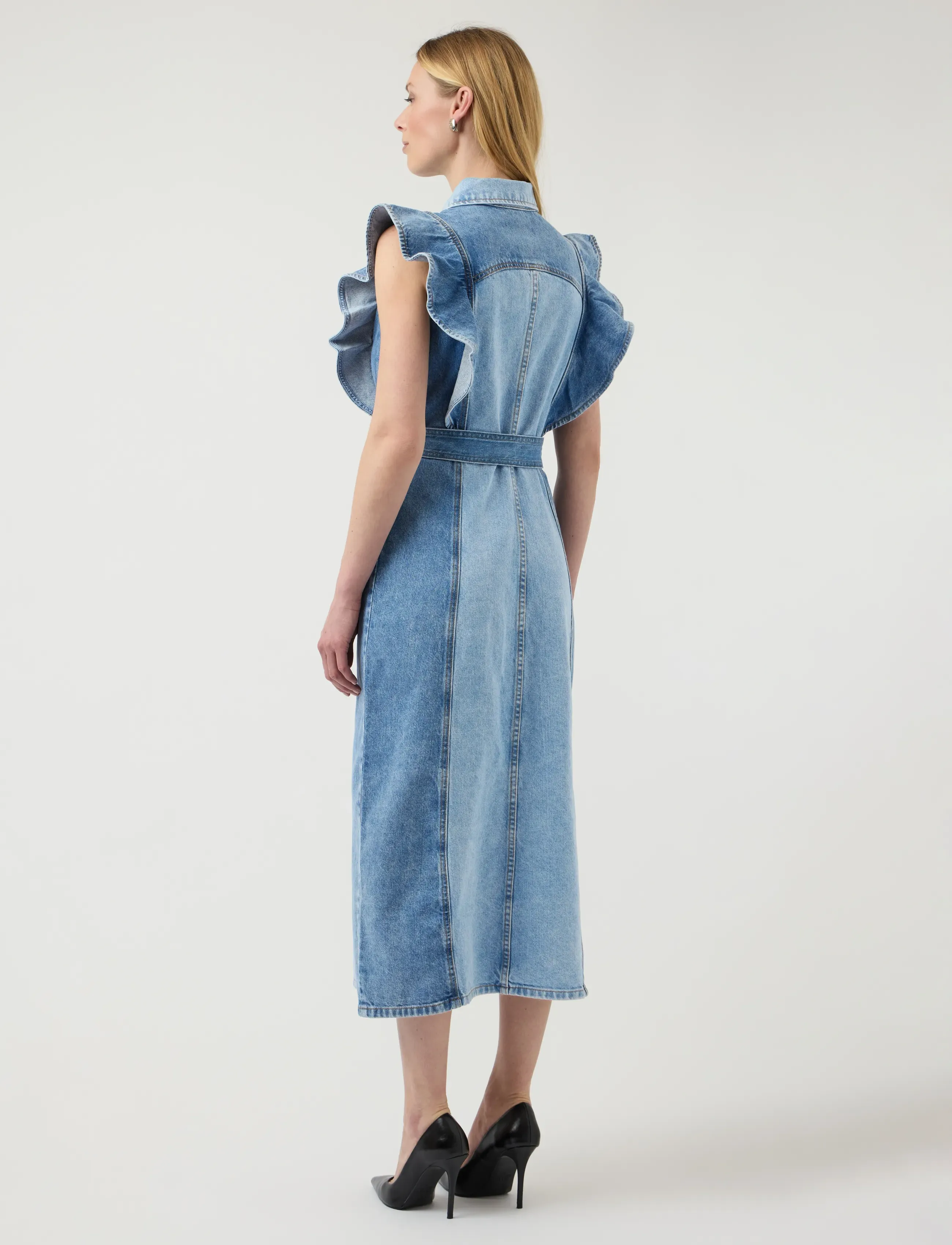 YAS - YASCAWI SL DENIM LONG DRESS S. - overhemdjurken - medium blue denim - 3