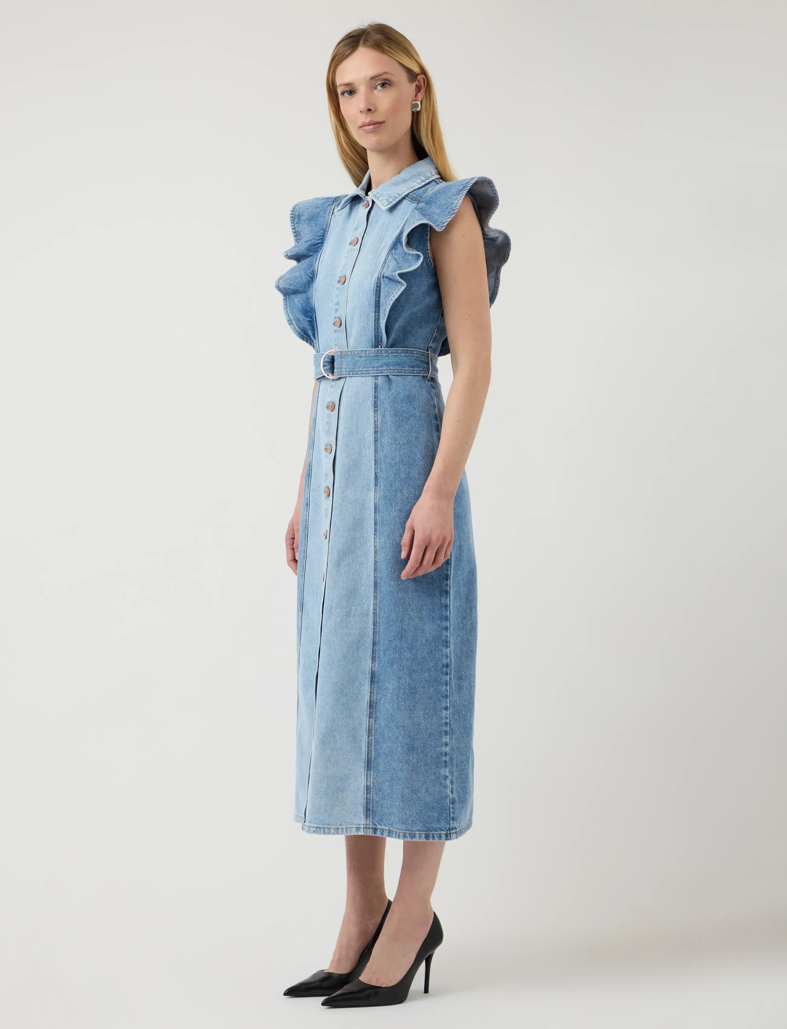 YAS - YASCAWI SL DENIM LONG DRESS S. - overhemdjurken - medium blue denim - 4