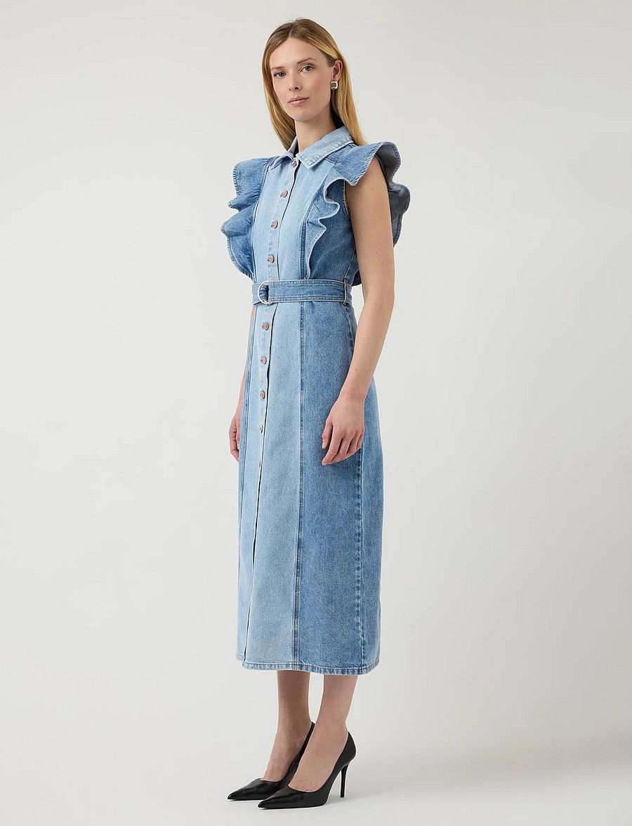 YAS - YASCAWI SL DENIM LONG DRESS S. - robes chemises - medium blue denim - 4