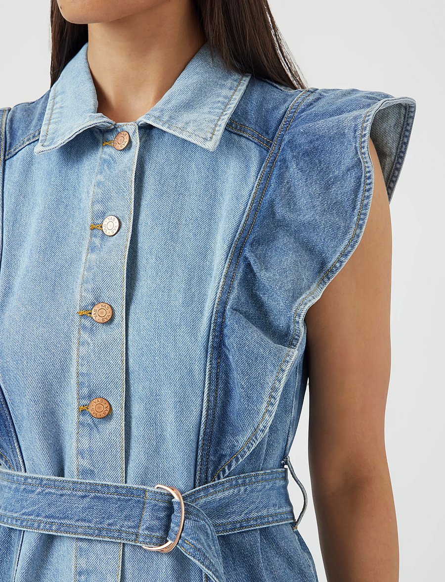 YAS - YASCAWI SL DENIM LONG DRESS S. - robes chemises - medium blue denim - 5
