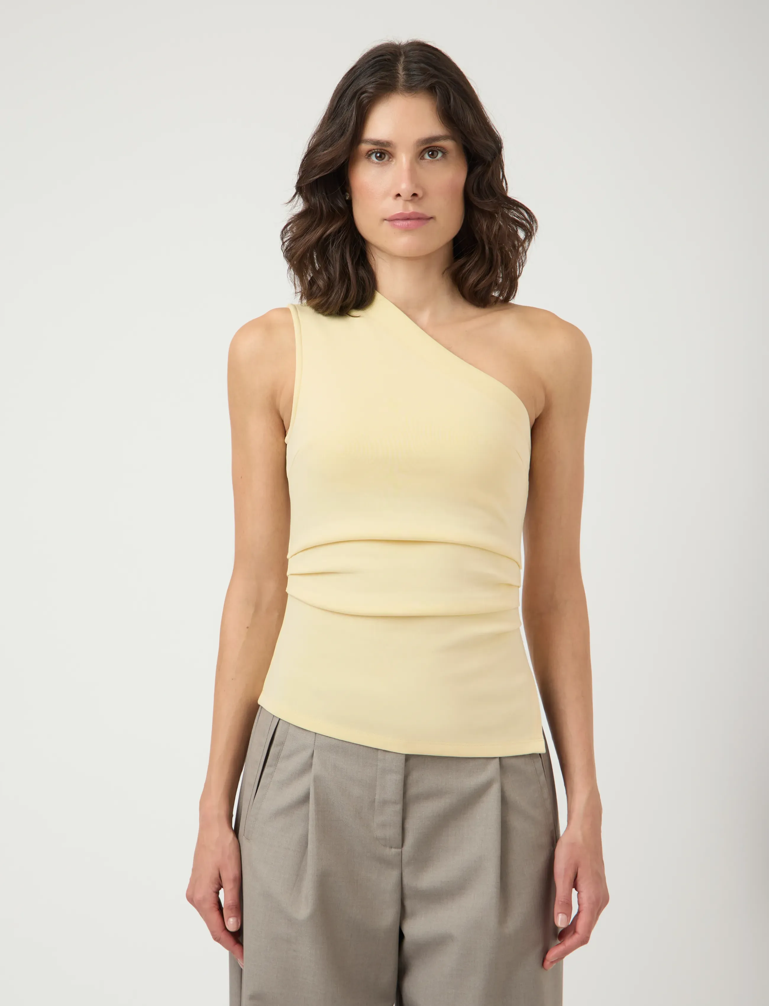 YAS YASVENICE ONE SHOULDER TOP - Ermeløse topper - ANISE FLOWER / yellow