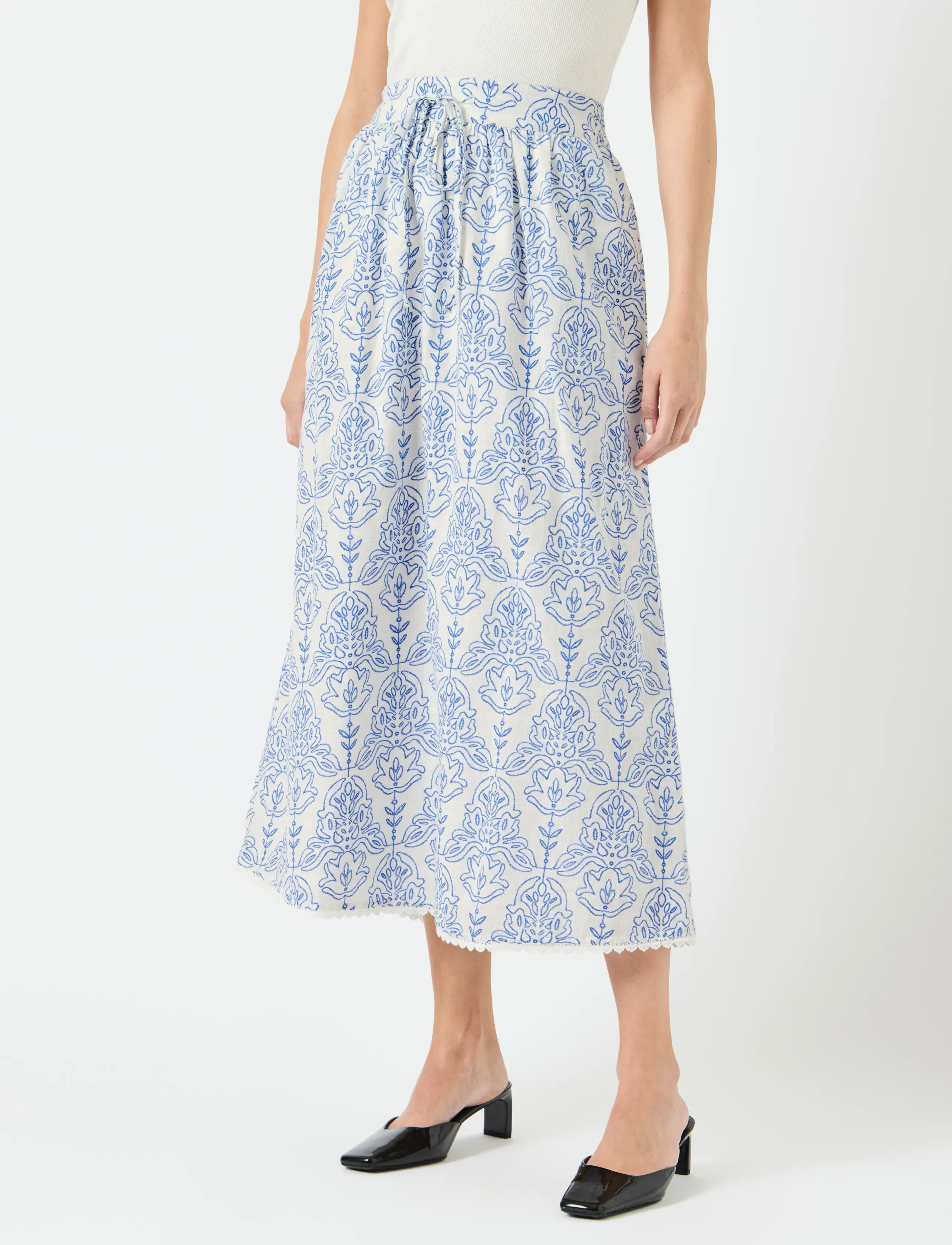 YAS YASCINNI HW ANKLE SKIRT S. - Röcke - STAR WHITE / blue