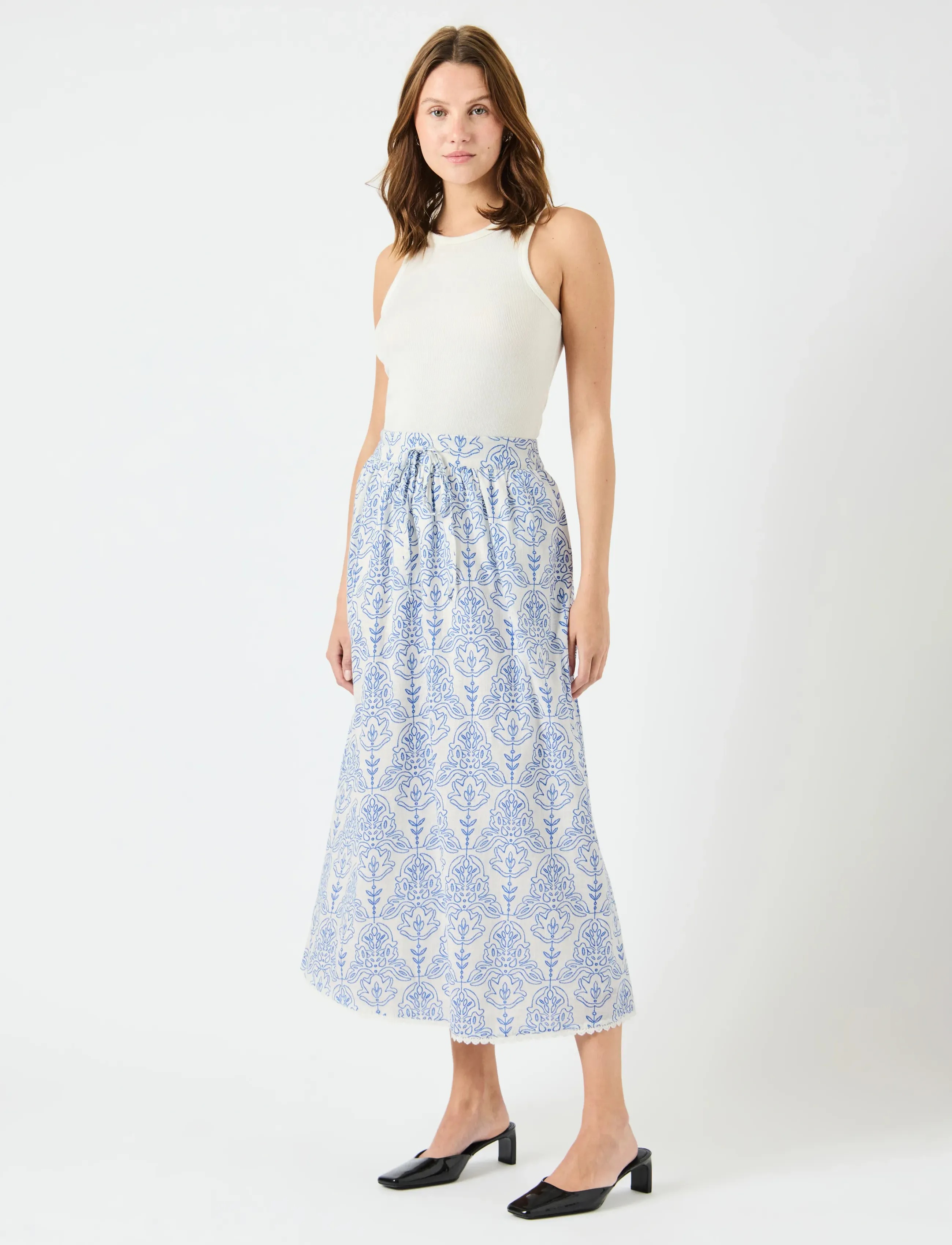 YAS - YASCINNI HW ANKLE SKIRT S. - midi svārki - star white - 4