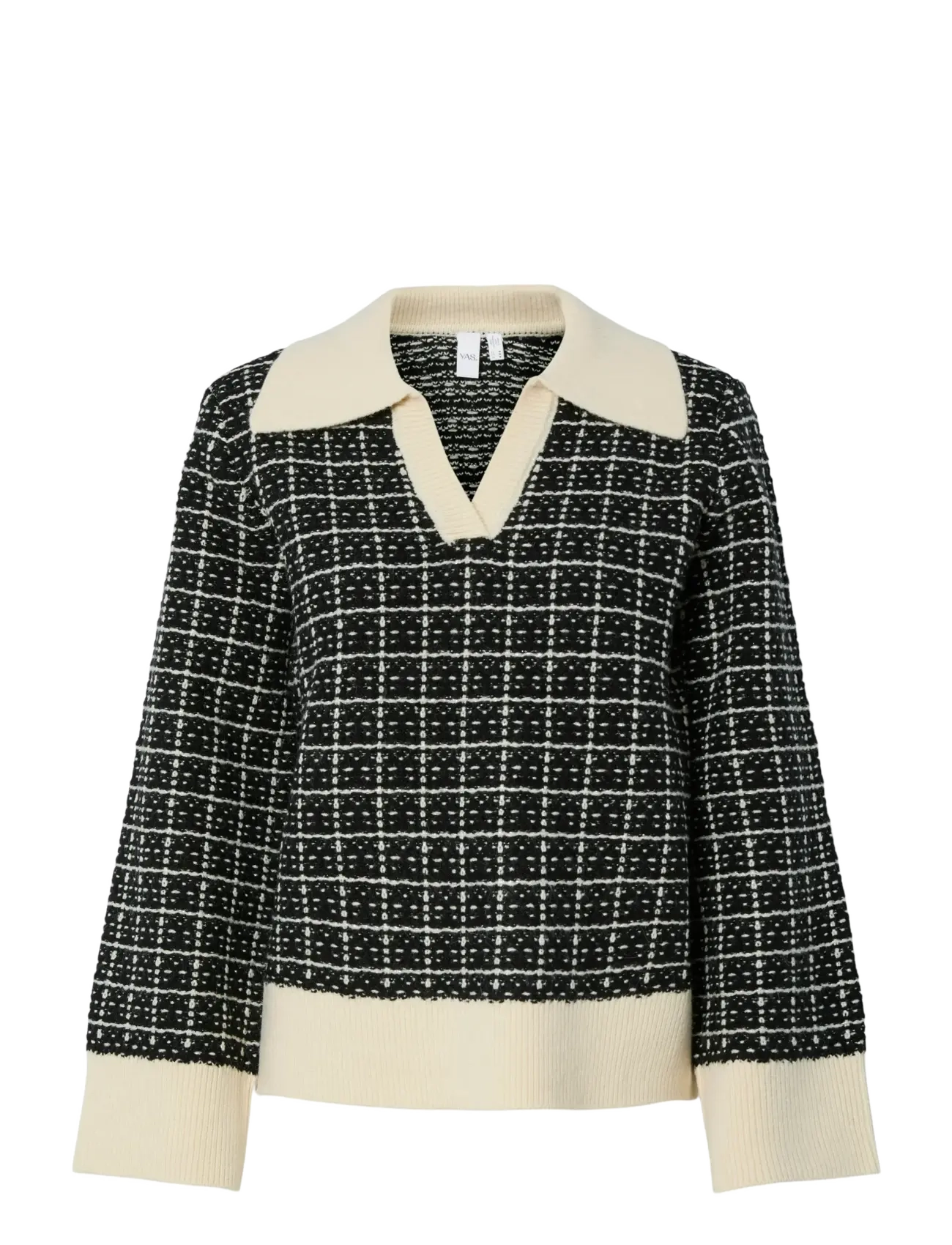 YAS YASLIVIA LS V-NECK KNIT PULLOVER NOOS - Tøj - BLACK / black