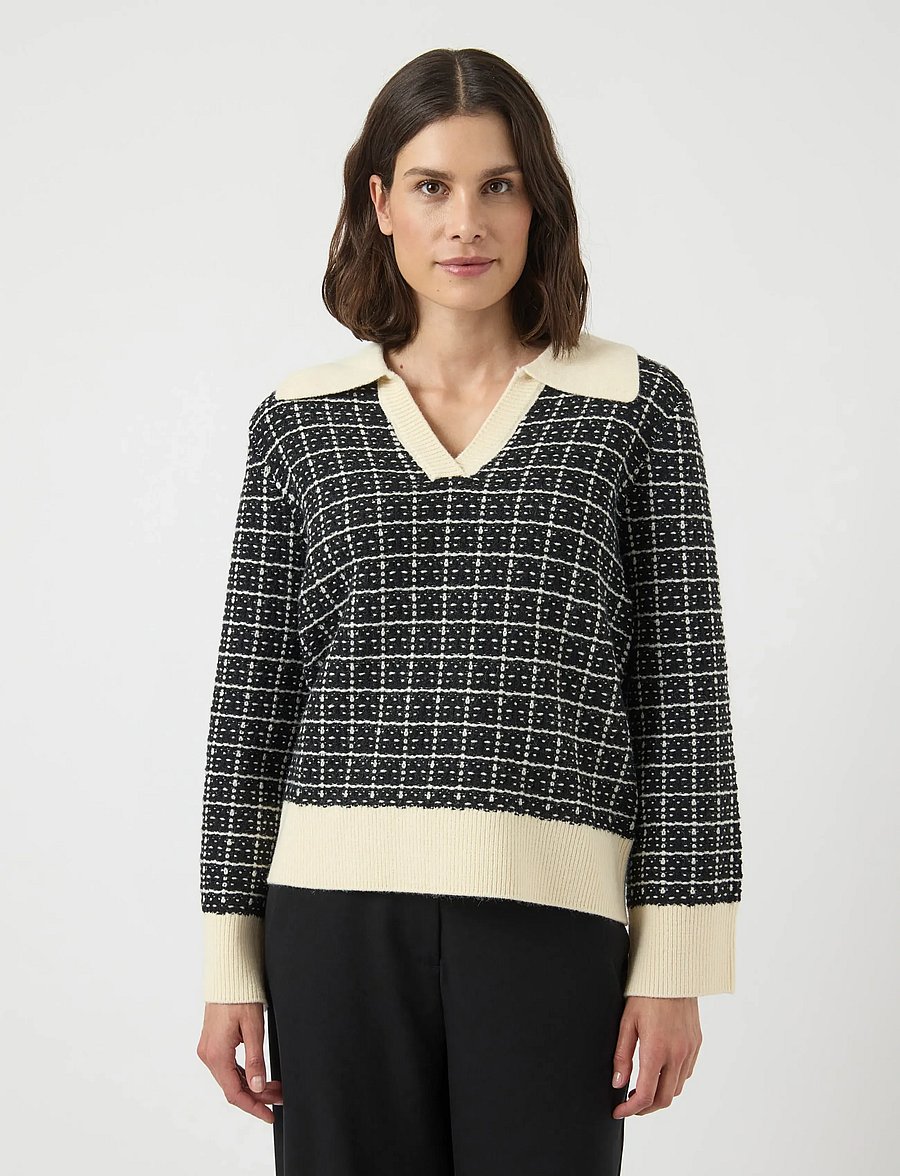 YAS - YASLIVIA LS V-NECK KNIT PULLOVER NOOS - pullover - black - 0