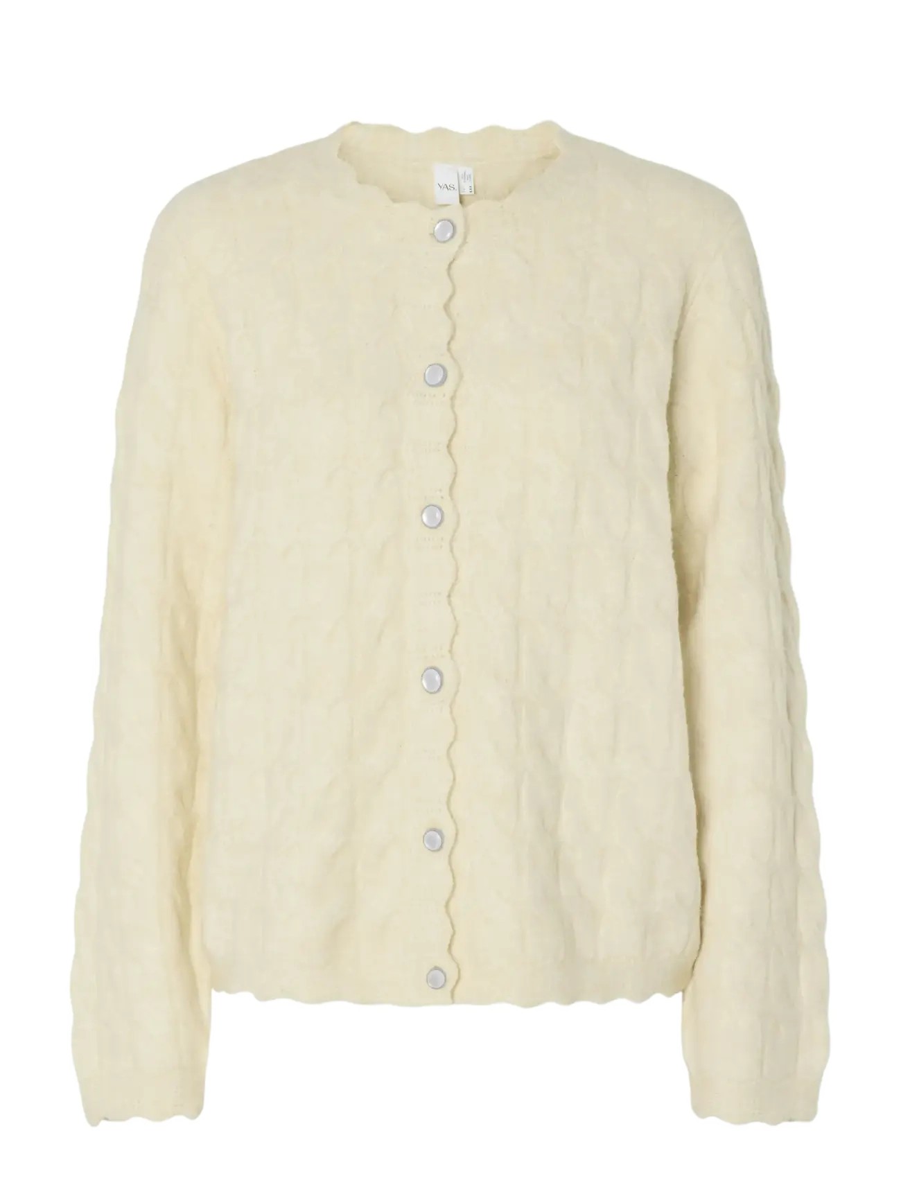 YAS YASBUBERA LS KNIT CARDIGAN S. NOOS - Transitional Layering - BIRCH / cream