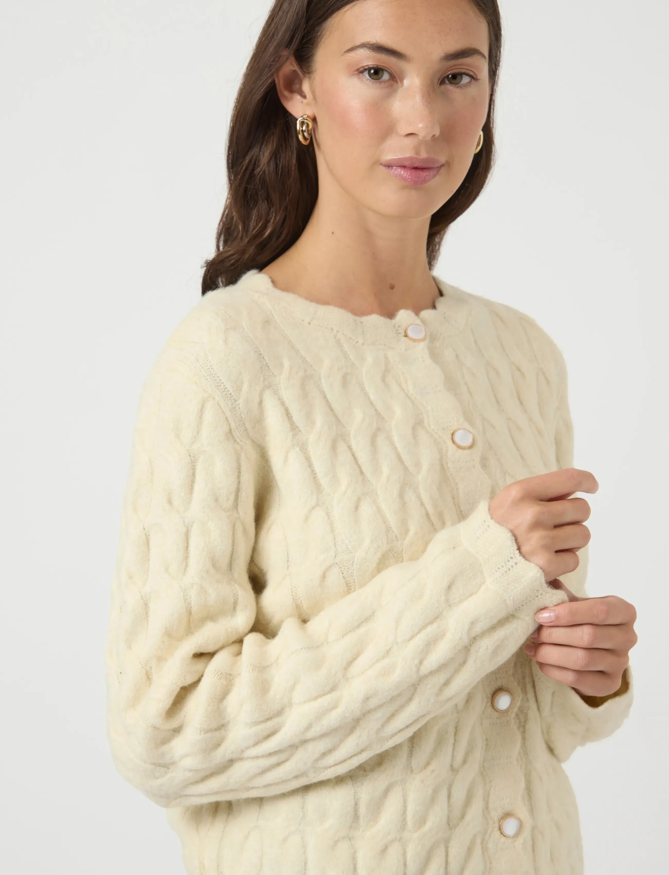 YAS - YASBUBERA LS KNIT CARDIGAN S. NOOS - gilets - birch - 5