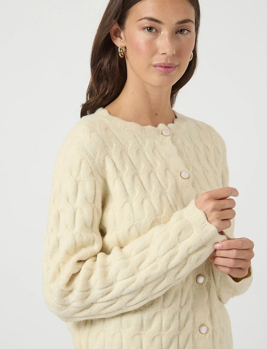 YAS - YASBUBERA LS KNIT CARDIGAN S. NOOS - gilets - birch - 5