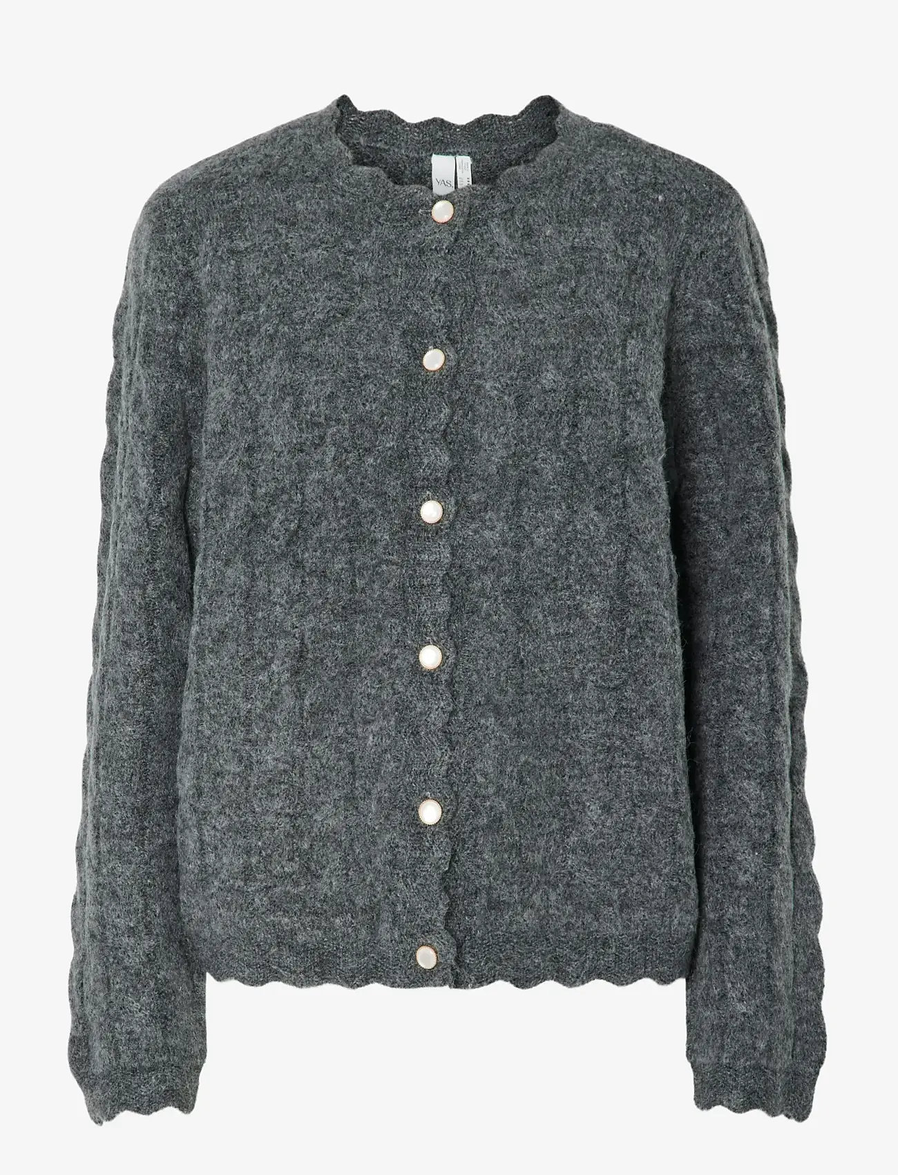 YAS - YASBUBERA LS KNIT CARDIGAN S. NOOS - cardigans - dark grey melange - 1