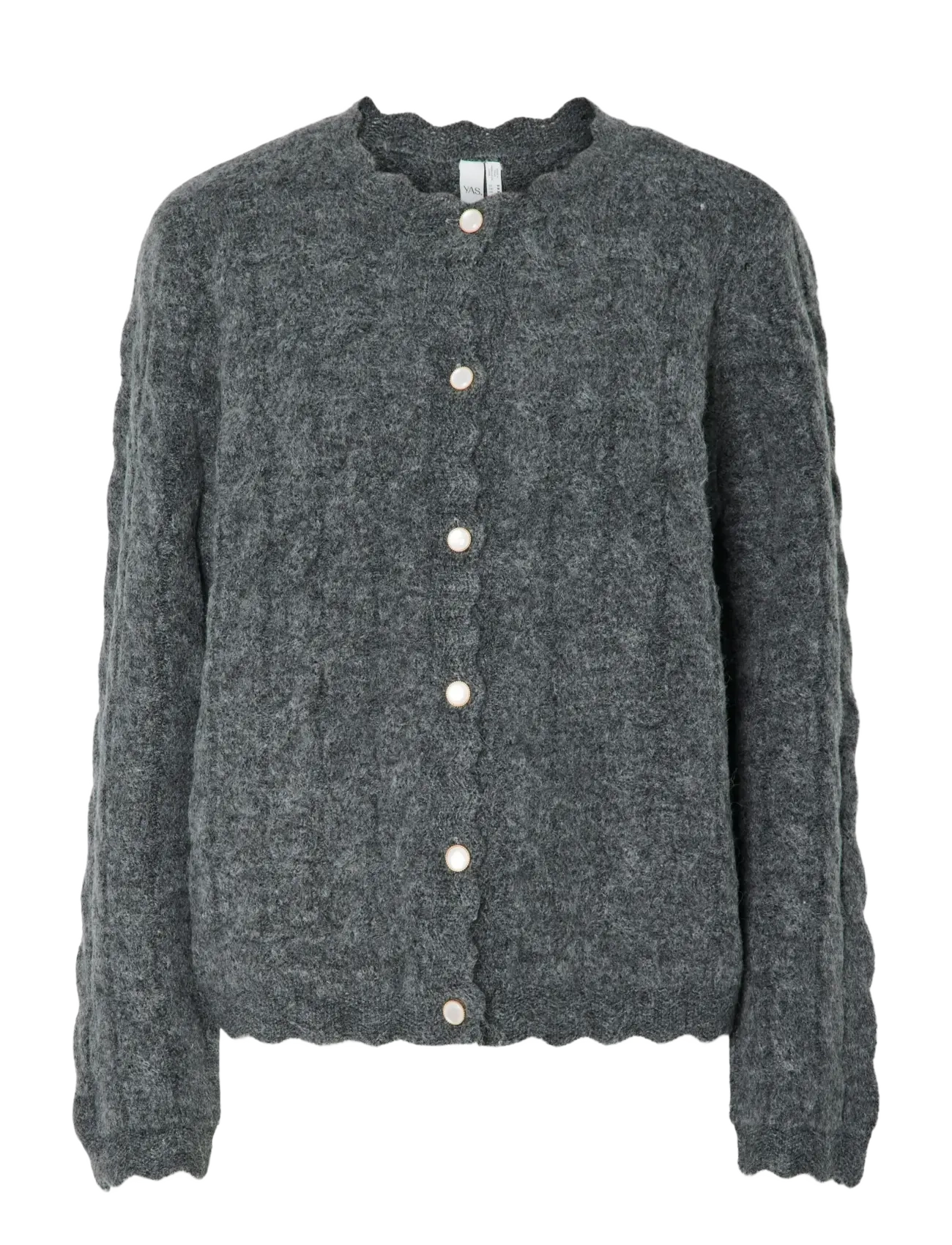 YAS YASBUBERA LS KNIT CARDIGAN S. NOOS - Cardigans - DARK GREY MELANGE / grey