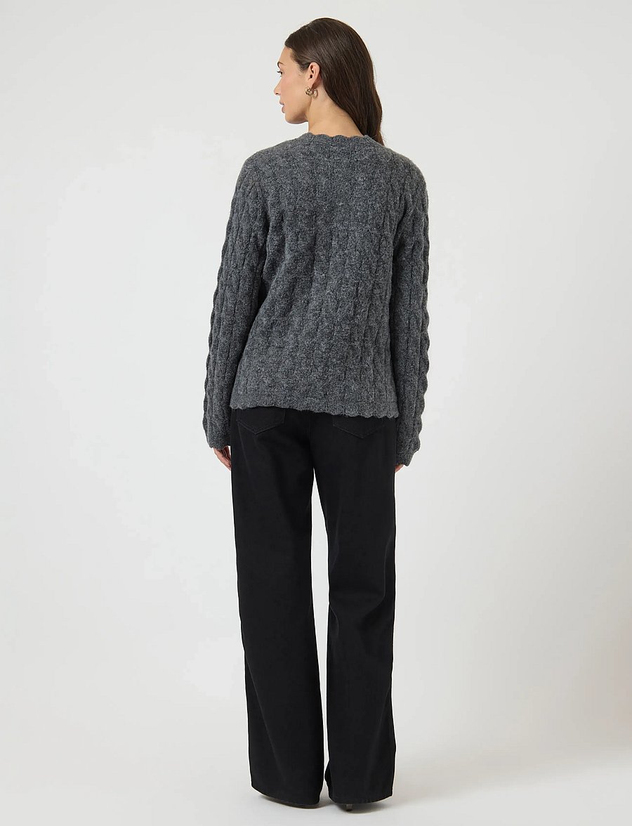 YAS - YASBUBERA LS KNIT CARDIGAN S. NOOS - cardigans - dark grey melange - 3