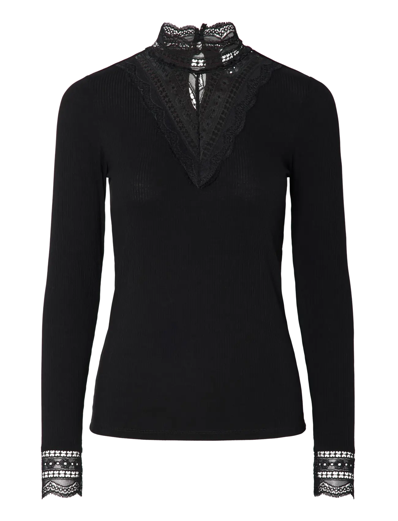 YASELLINA LS HIGH NECK TOP S. NOOS - BLACK