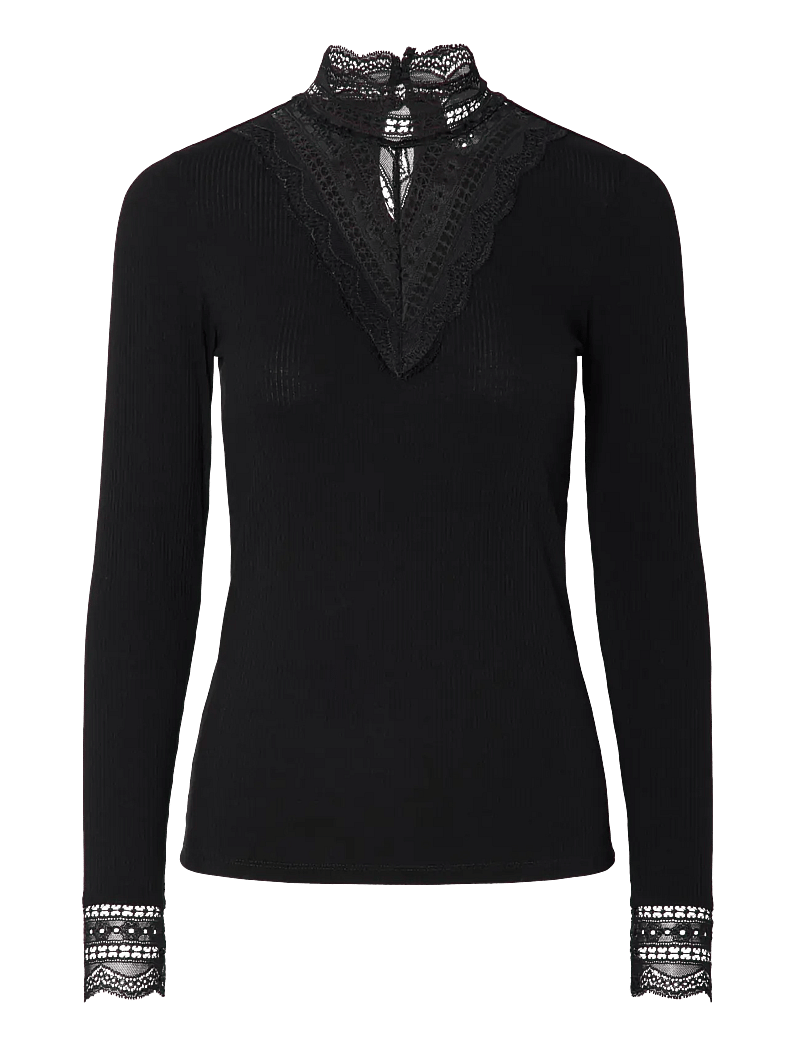 YAS - YASELLINA LS HIGH NECK TOP S. NOOS - langärmlige blusen - black - 1