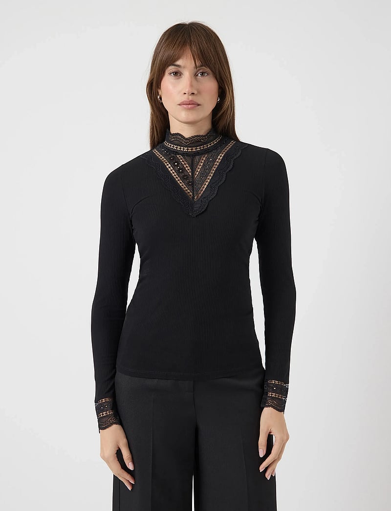 YAS - YASELLINA LS HIGH NECK TOP S. NOOS - langärmlige blusen - black - 0