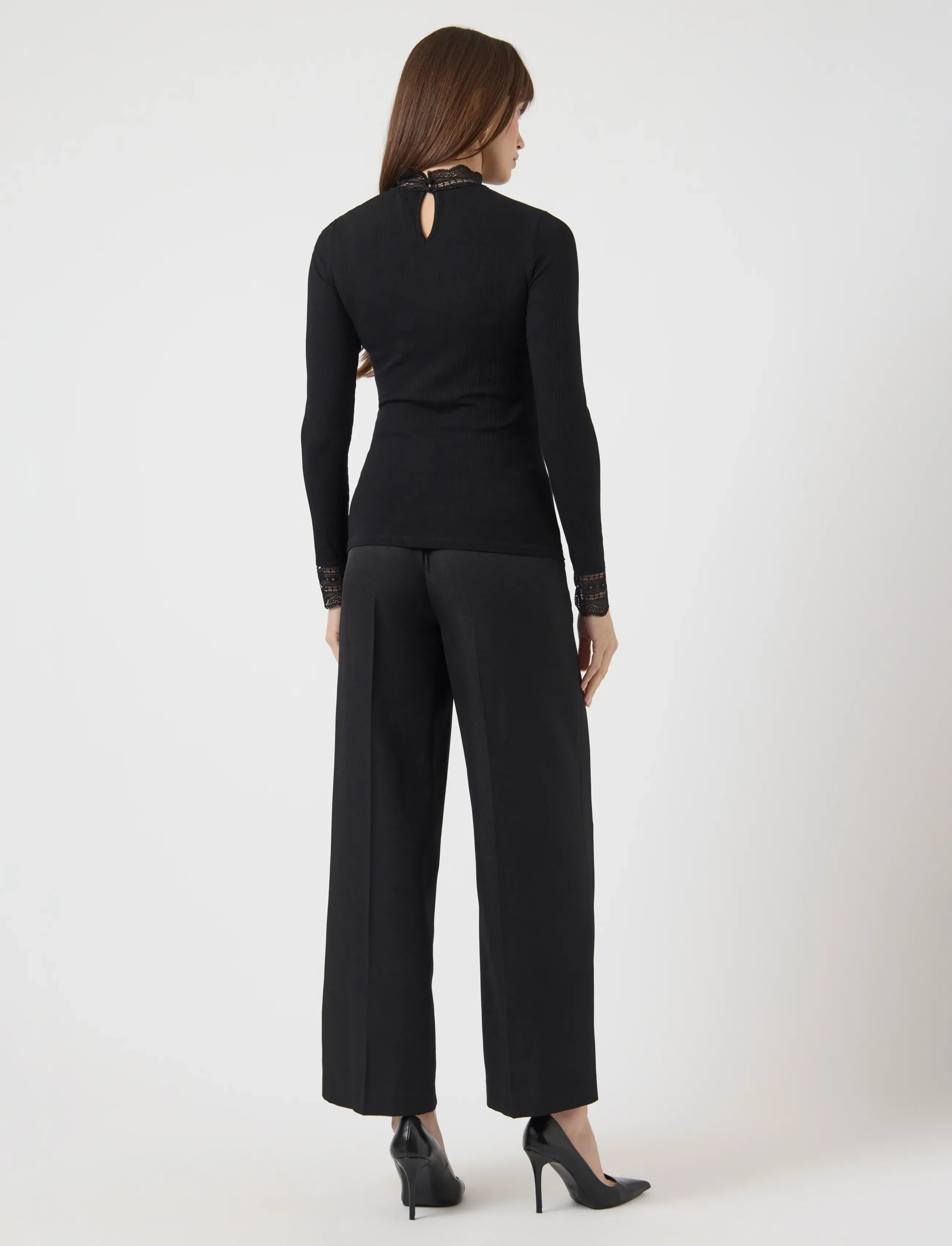 YAS - YASELLINA LS HIGH NECK TOP S. NOOS - long sleeved blouses - black - 3