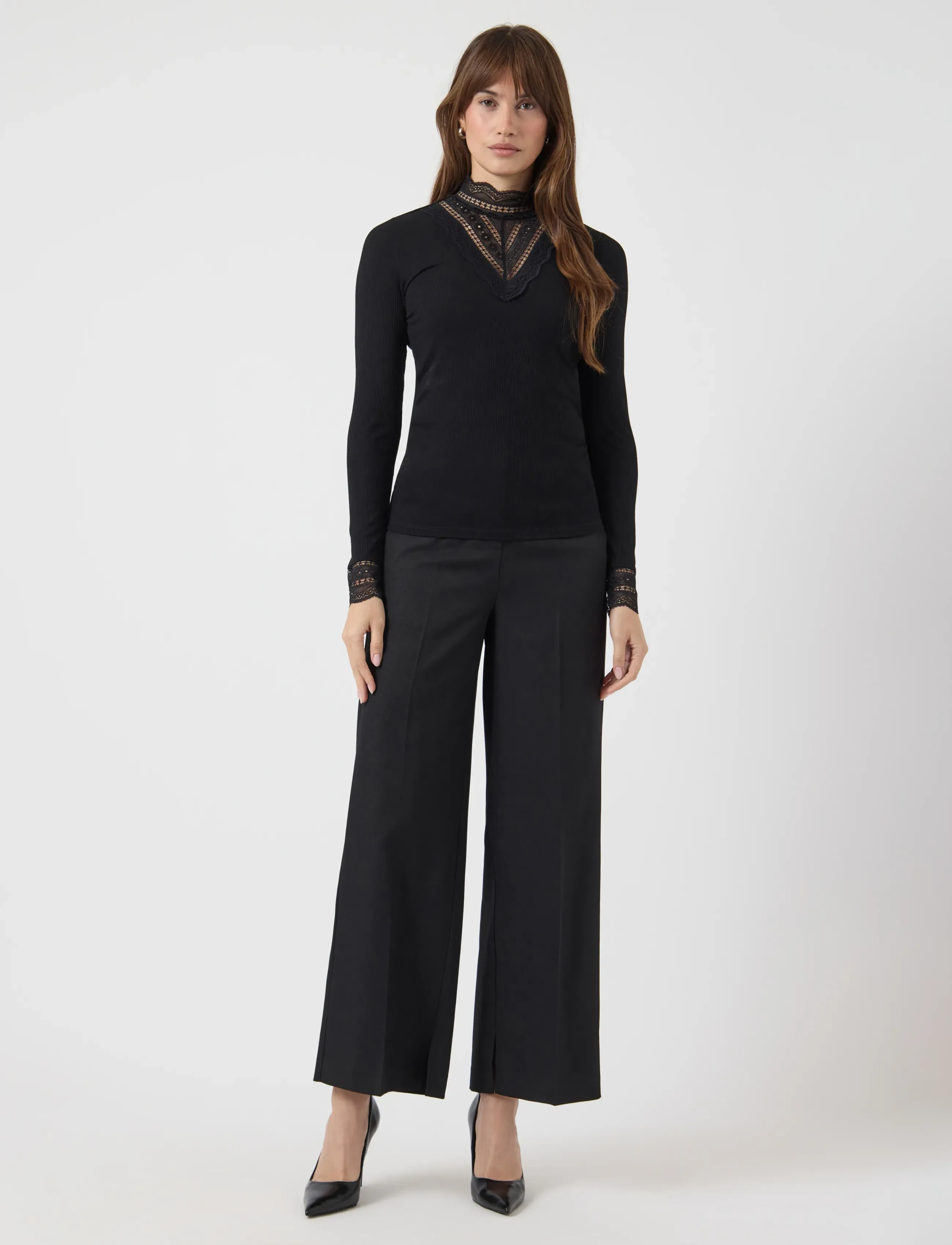 YAS - YASELLINA LS HIGH NECK TOP S. NOOS - long sleeved blouses - black - 4