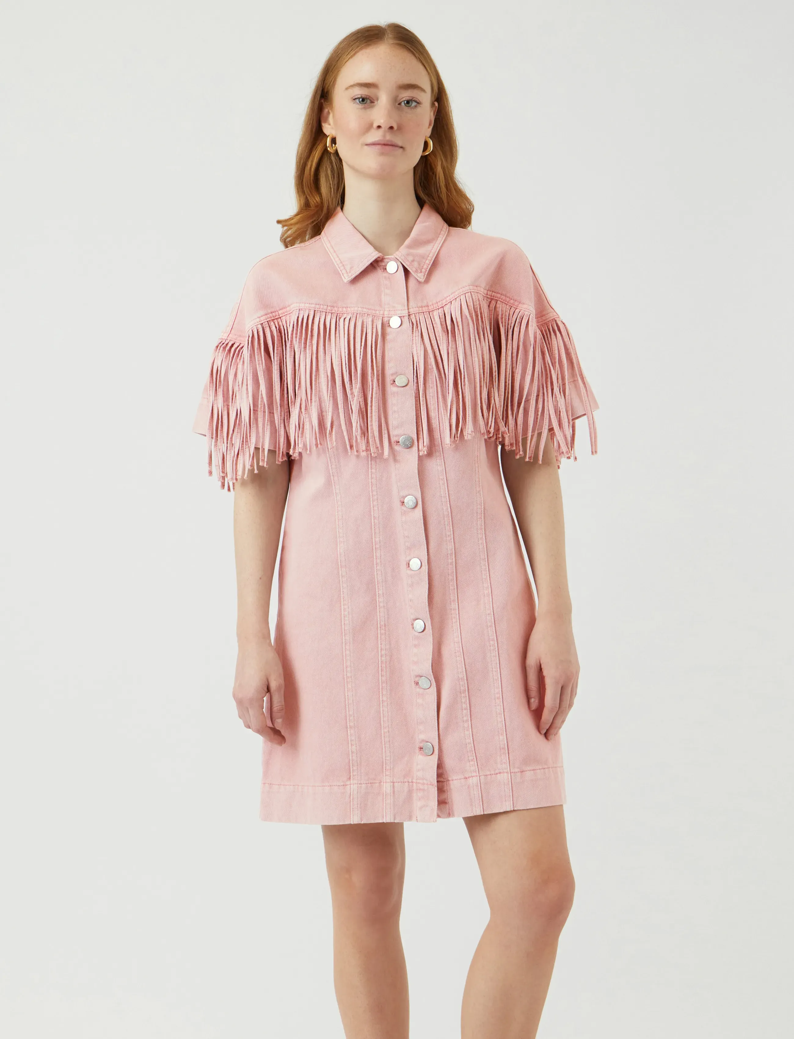 YAS sun 2/4 Denim Dress Fest, 36, Dresses, Rosa - Short Dress, Frauen