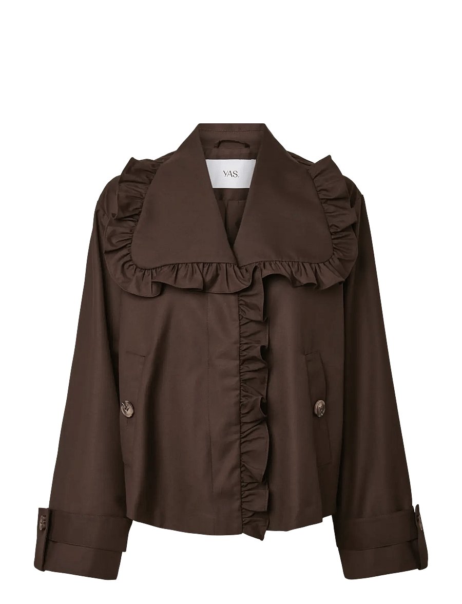 YAS - YASELSANA LS SHORT TRENCHCOAT - trench coats - chocolate brown - 1