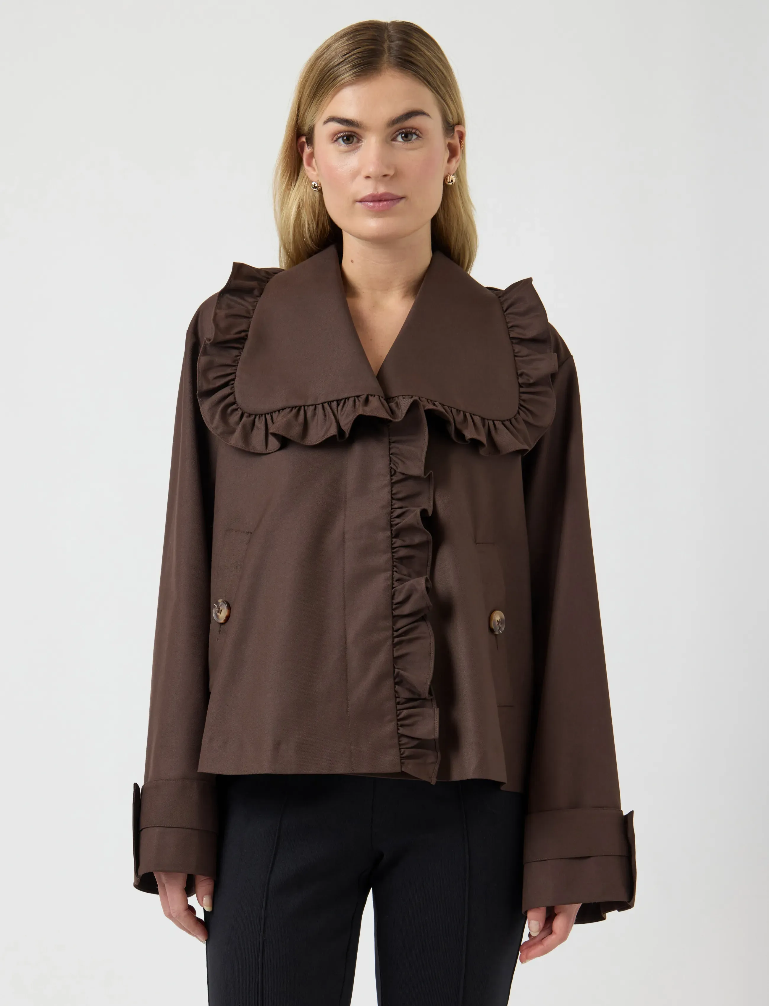 YAS YASELSANA LS SHORT TRENCHCOAT - Frakker - CHOCOLATE BROWN / brown
