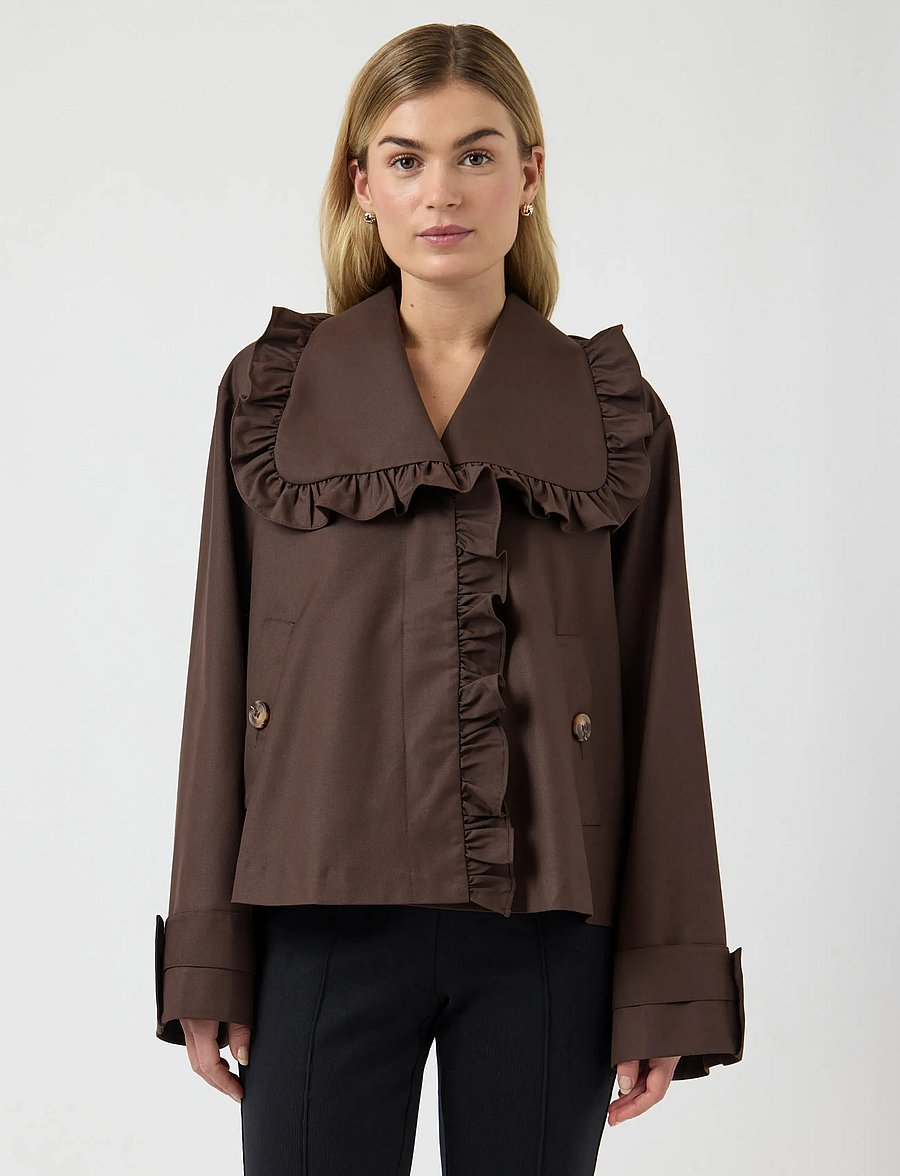 YAS - YASELSANA LS SHORT TRENCHCOAT - trench coats - chocolate brown - 0