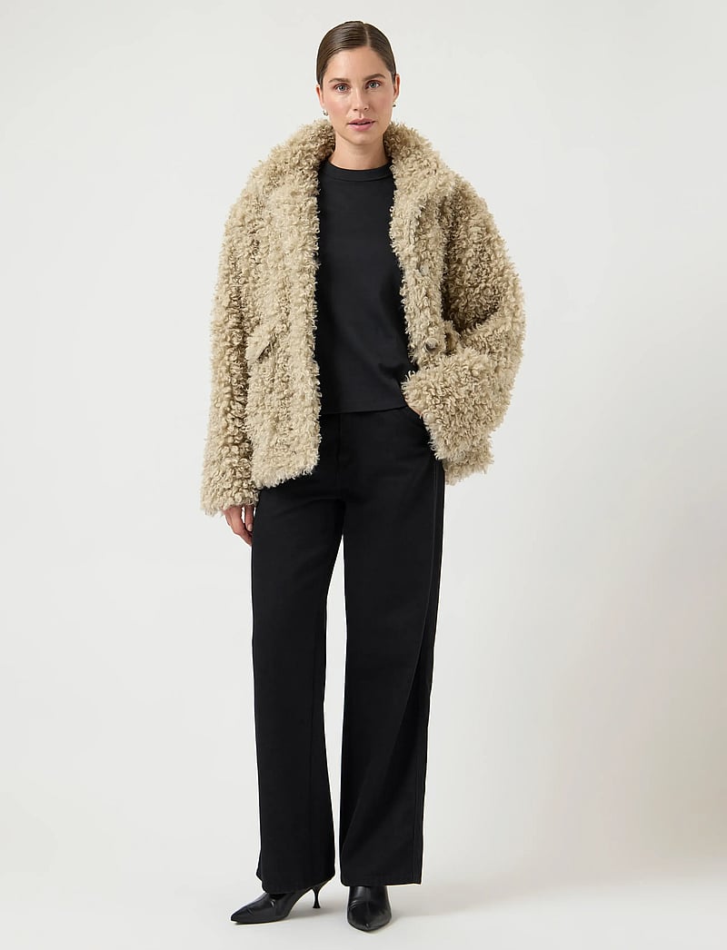 YAS - YASPELICO LS JACKET - fuskpäls - travertine - 4