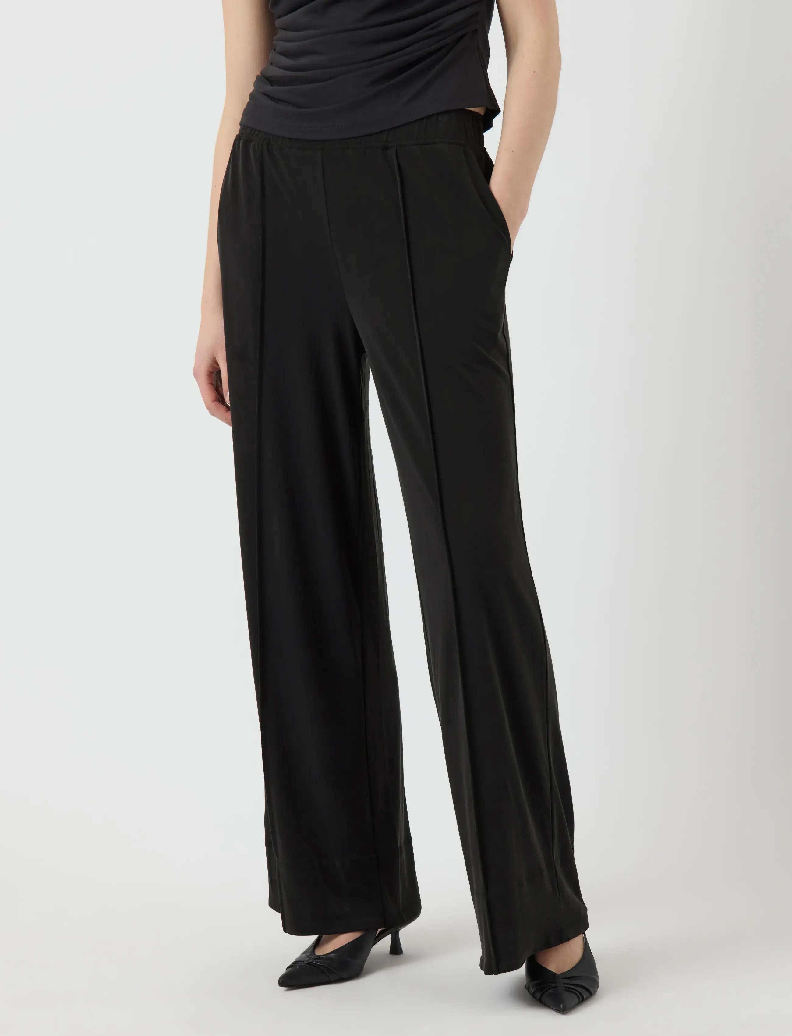 YAS lysa Hw Pant, S, Trousers, Schwarz - Wide Leg, Frauen