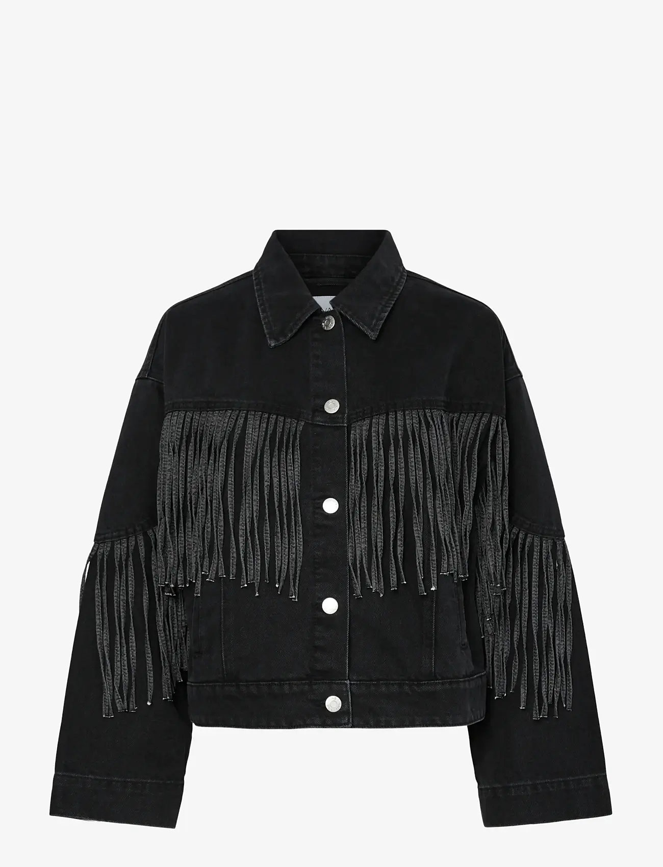 YAS - YASAIKO LS DENIM FRINGE JACKET - D2D - dark grey denim - 1