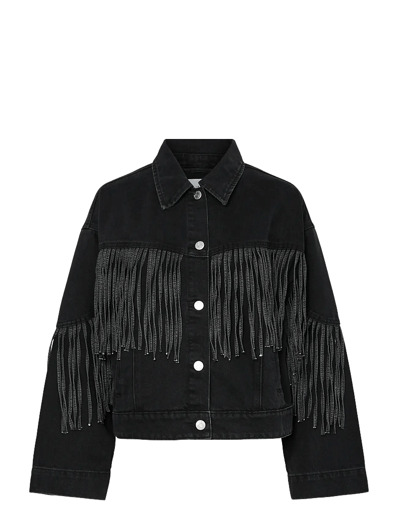 YAS - YASAIKO LS DENIM FRINGE JACKET - D2D - dark grey denim - 1