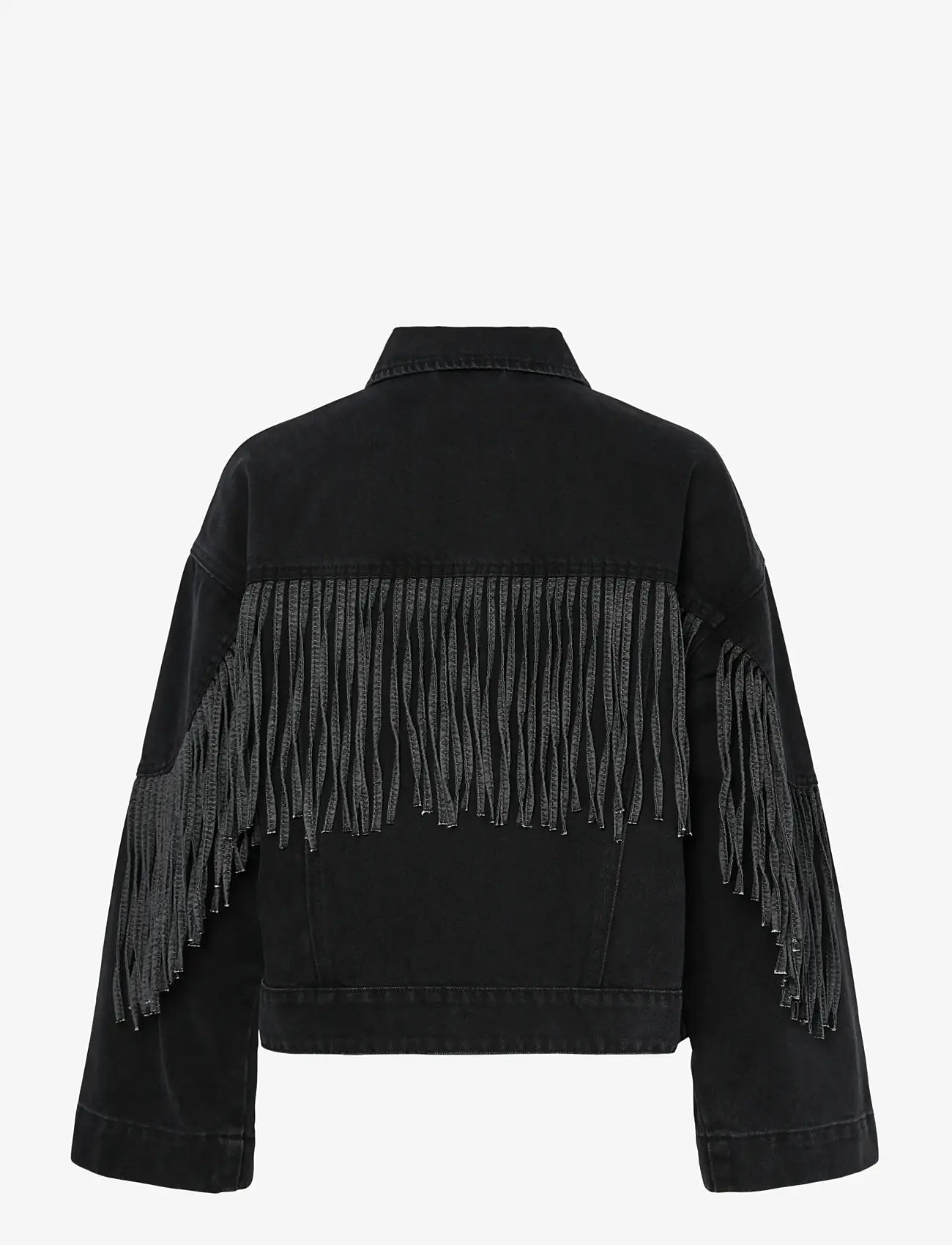 YAS - YASAIKO LS DENIM FRINGE JACKET - D2D - dark grey denim - 2