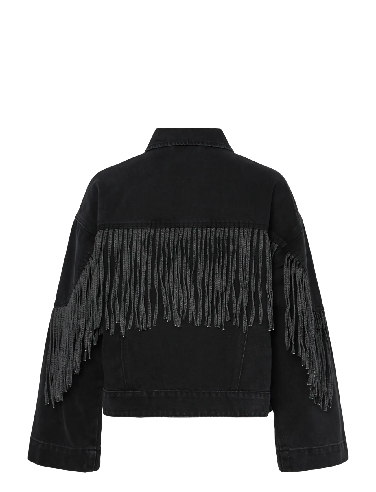 YAS - YASAIKO LS DENIM FRINGE JACKET - D2D - dark grey denim - 2