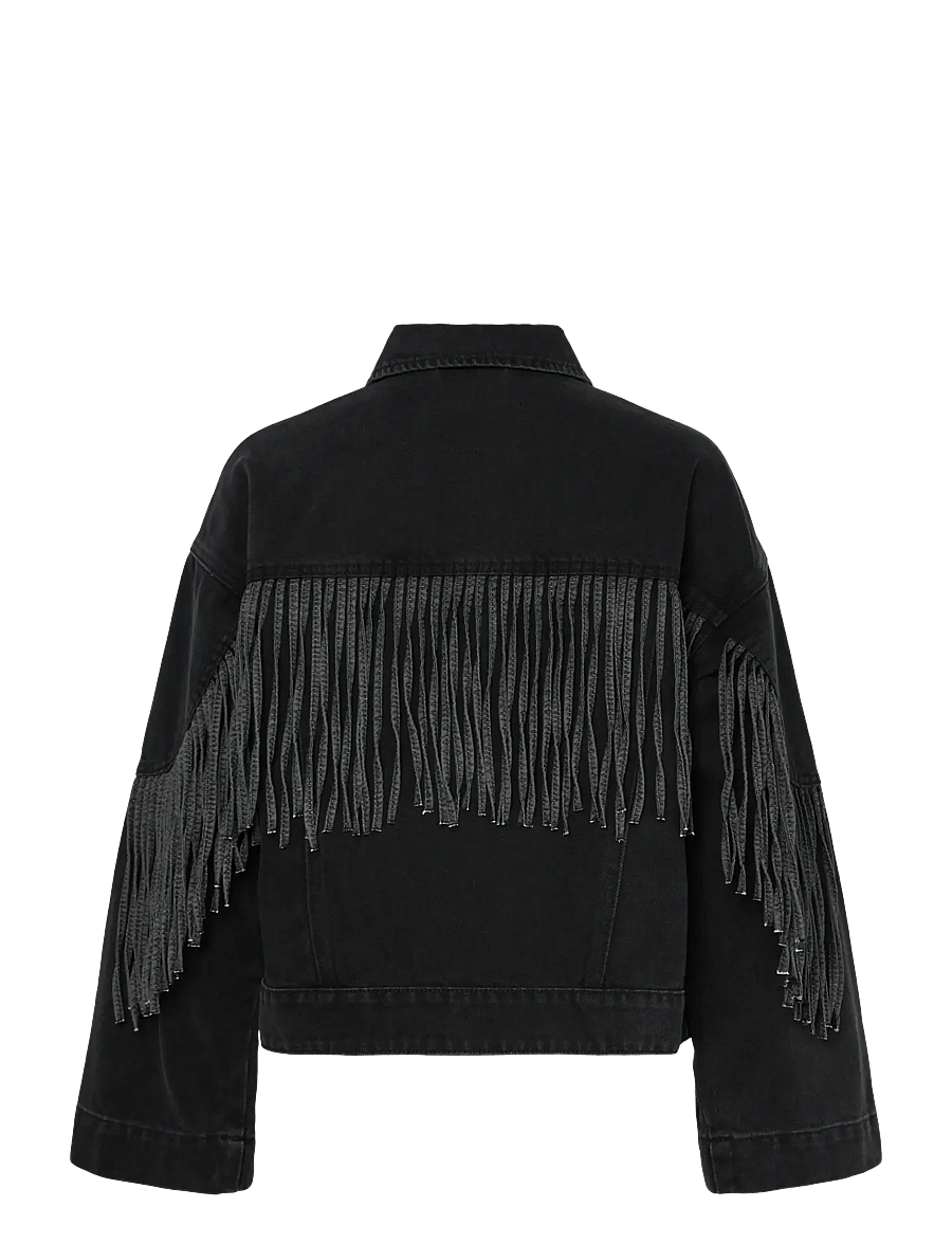 YAS - YASAIKO LS DENIM FRINGE JACKET - D2D - dark grey denim - 2
