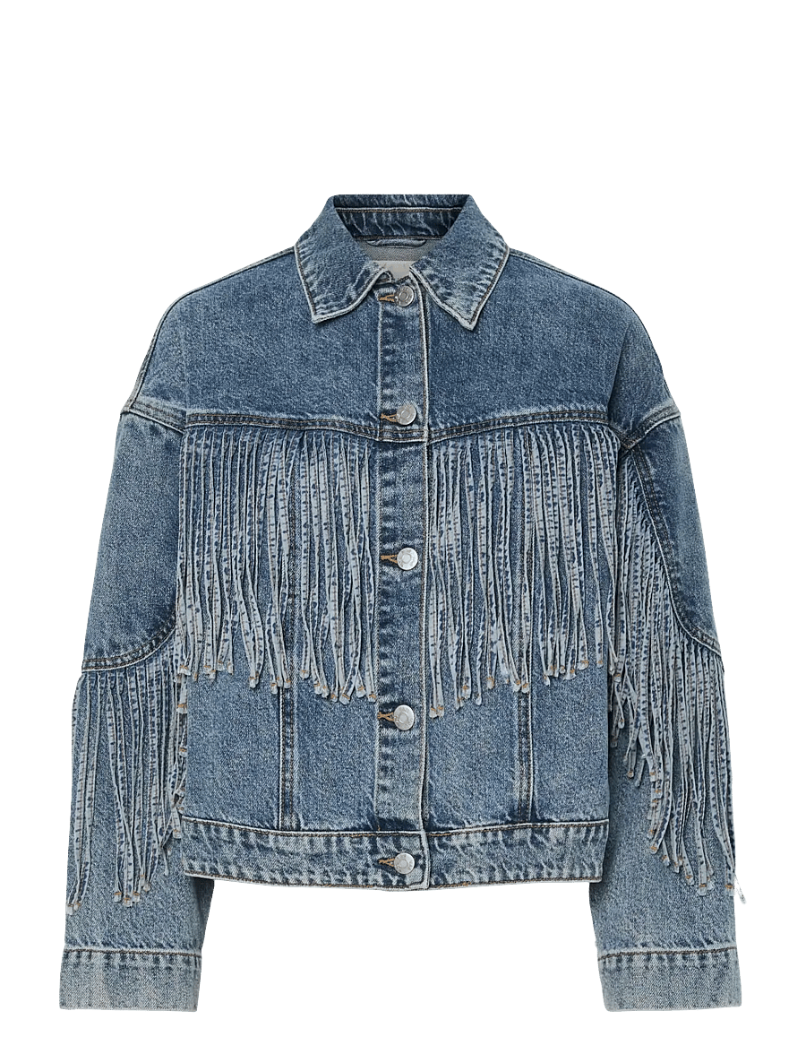 YAS - YASAIKO LS DENIM FRINGE JACKET - D2D - medium blue denim - 1