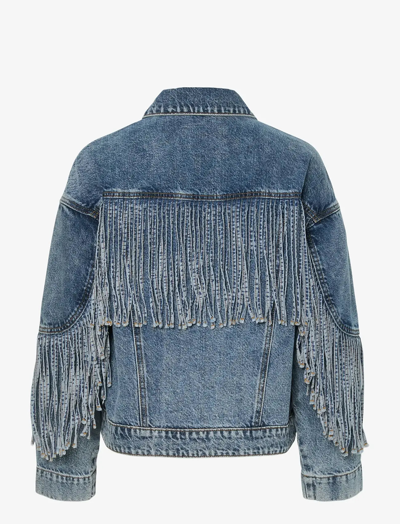 YAS - YASAIKO LS DENIM FRINGE JACKET - D2D - spring jackets - medium blue denim - 2