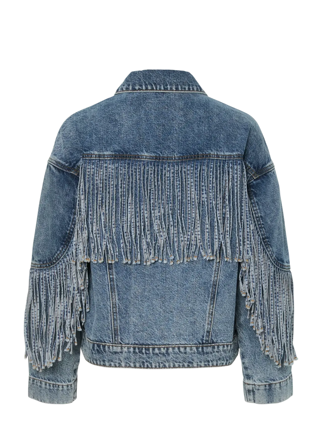 YAS - YASAIKO LS DENIM FRINGE JACKET - D2D - medium blue denim - 2