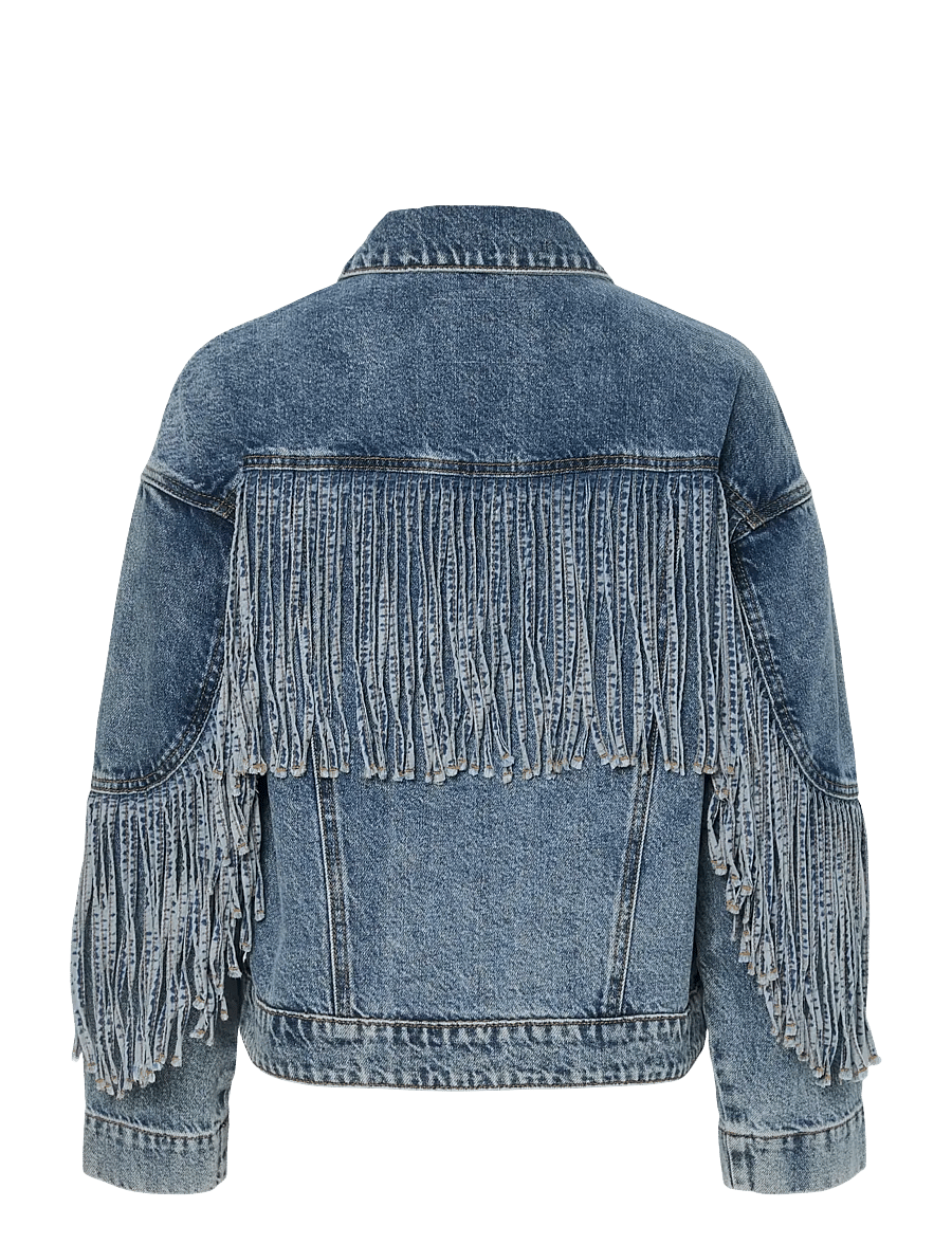 YAS - YASAIKO LS DENIM FRINGE JACKET - D2D - medium blue denim - 2