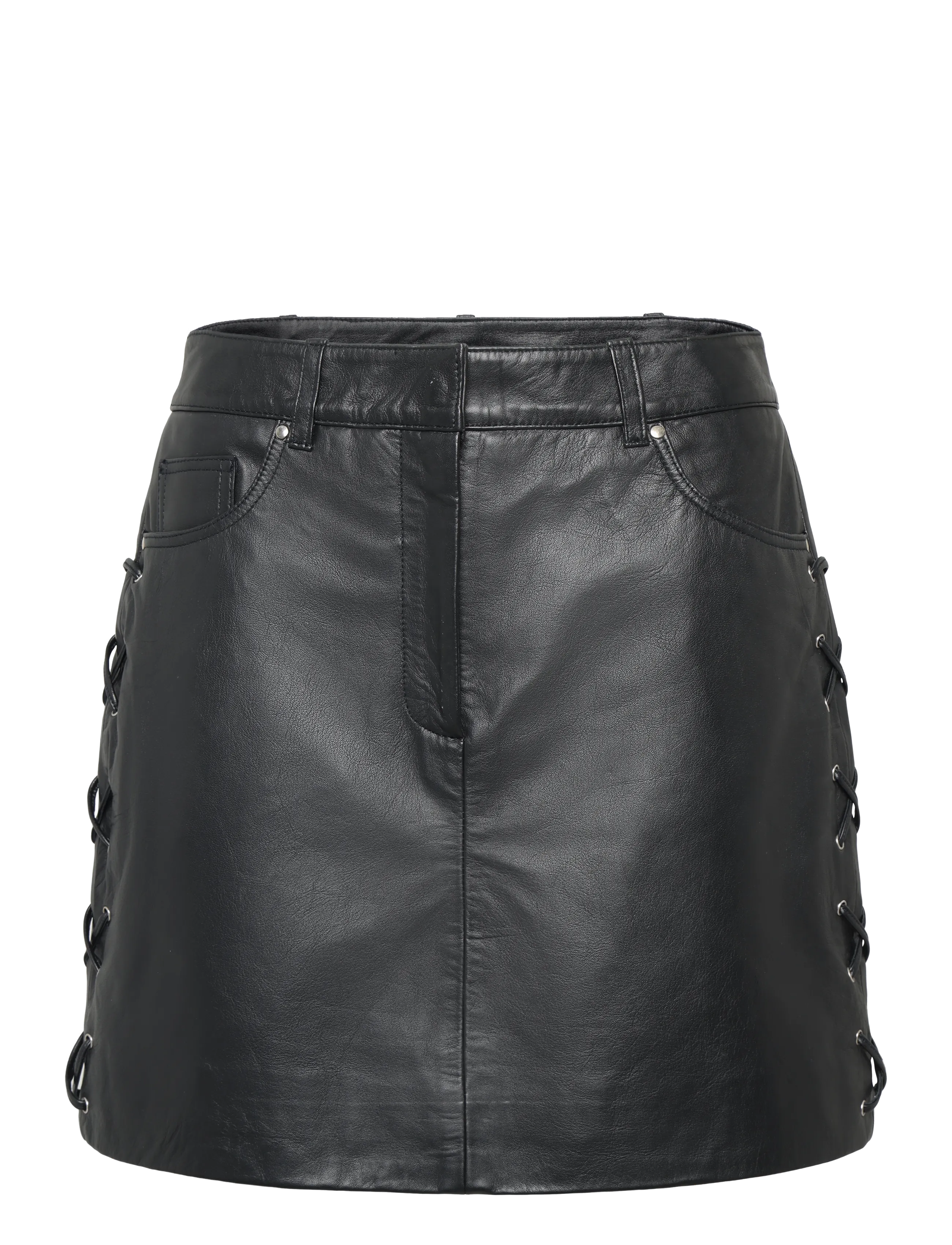 YAS tiana Hmw Leather Skirt D2D, 40, Röcke, Schwarz - Short Frauen