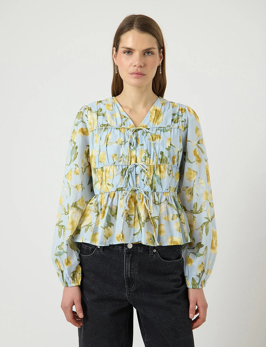 YAS - YASEBBA LS TOP S. NOOS - long sleeved blouses - skyway - 0