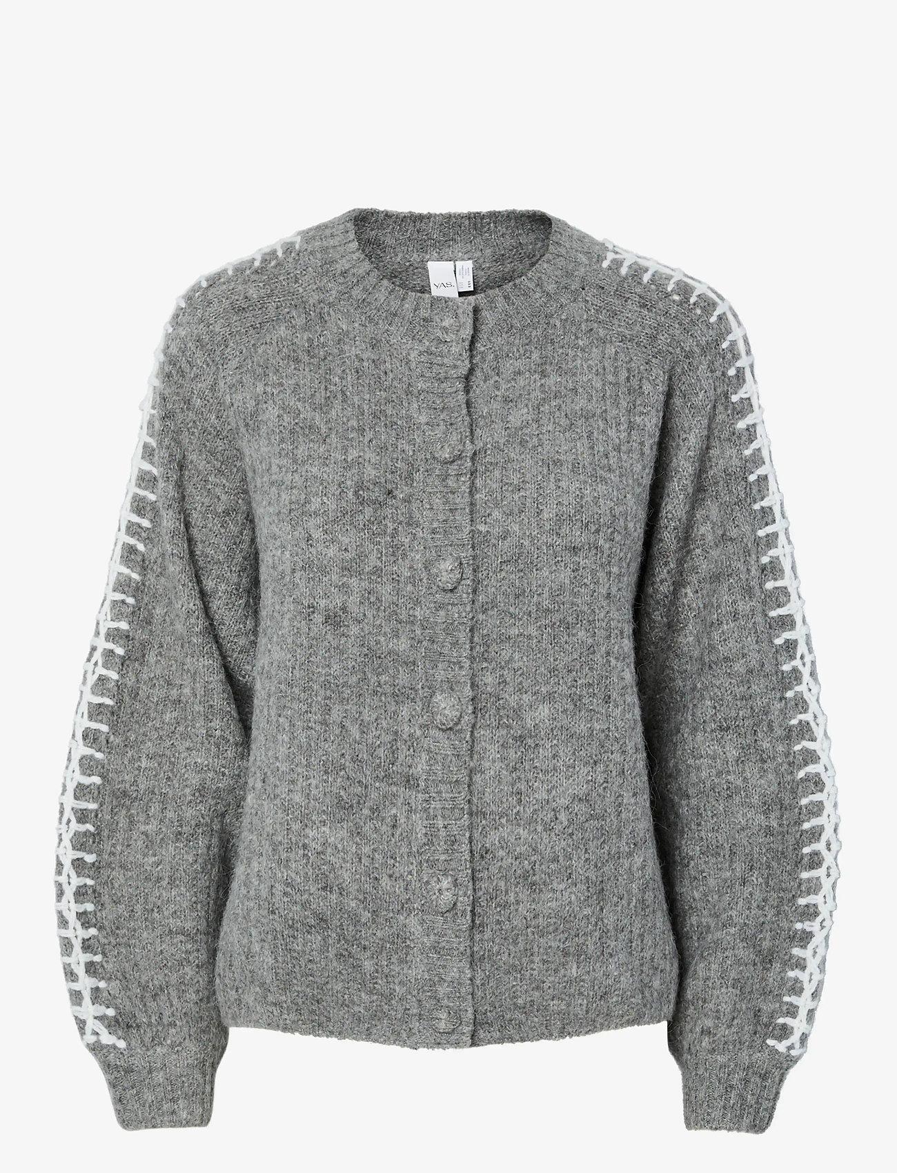 YAS - YASOLLY LS KNIT CARDIGAN S. NOOS - cardigans - medium grey melange - 1