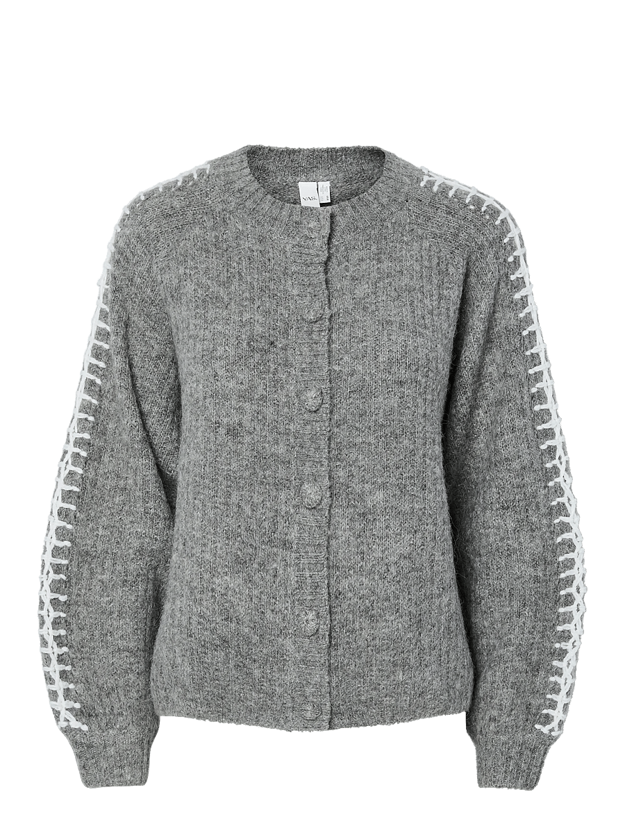 YAS - YASOLLY LS KNIT CARDIGAN S. NOOS - koftor - medium grey melange - 1