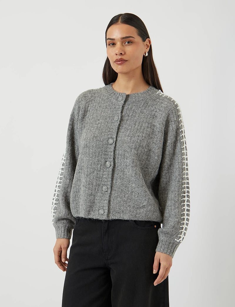 YAS - YASOLLY LS KNIT CARDIGAN S. NOOS - cardigans - medium grey melange - 0