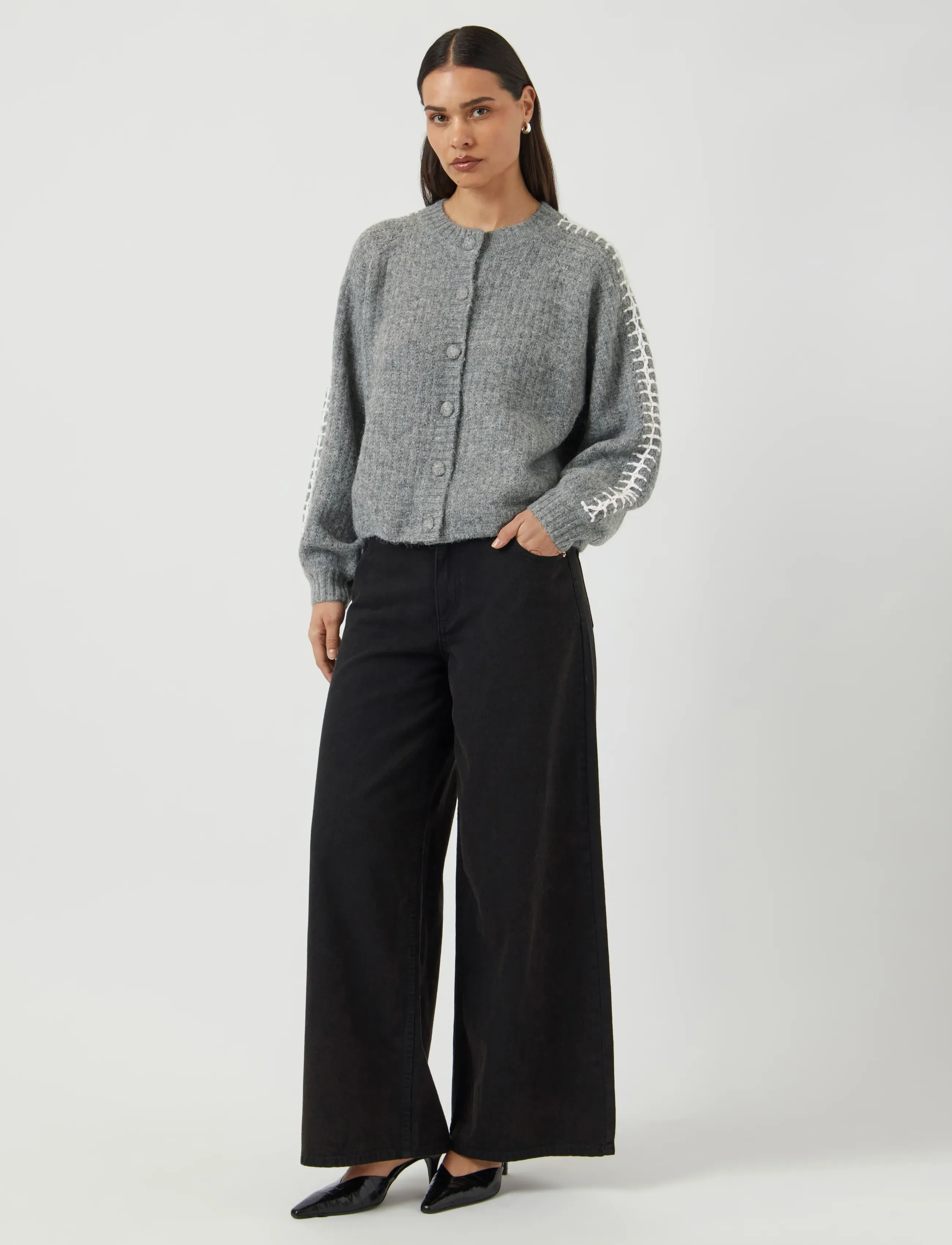 YAS - YASOLLY LS KNIT CARDIGAN S. NOOS - cardigans - medium grey melange - 4