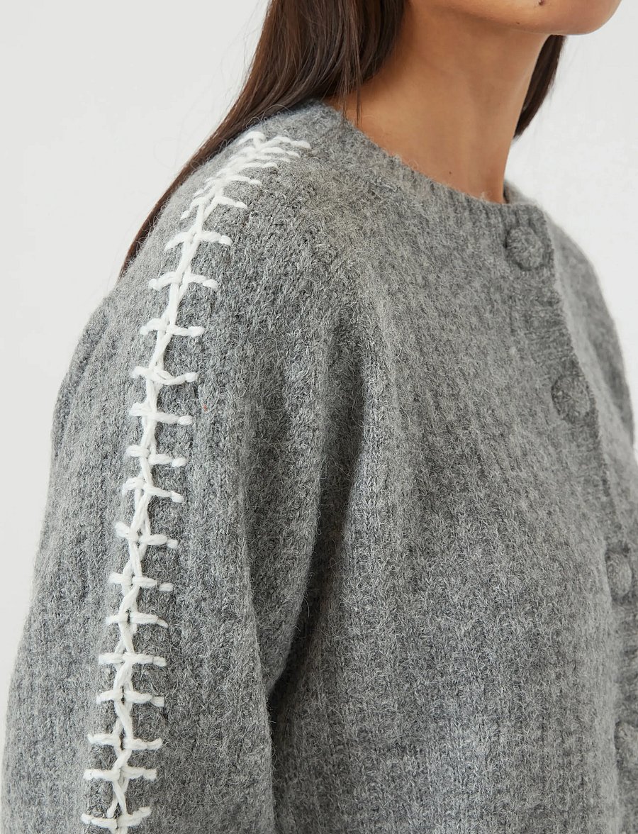YAS - YASOLLY LS KNIT CARDIGAN S. NOOS - koftor - medium grey melange - 5